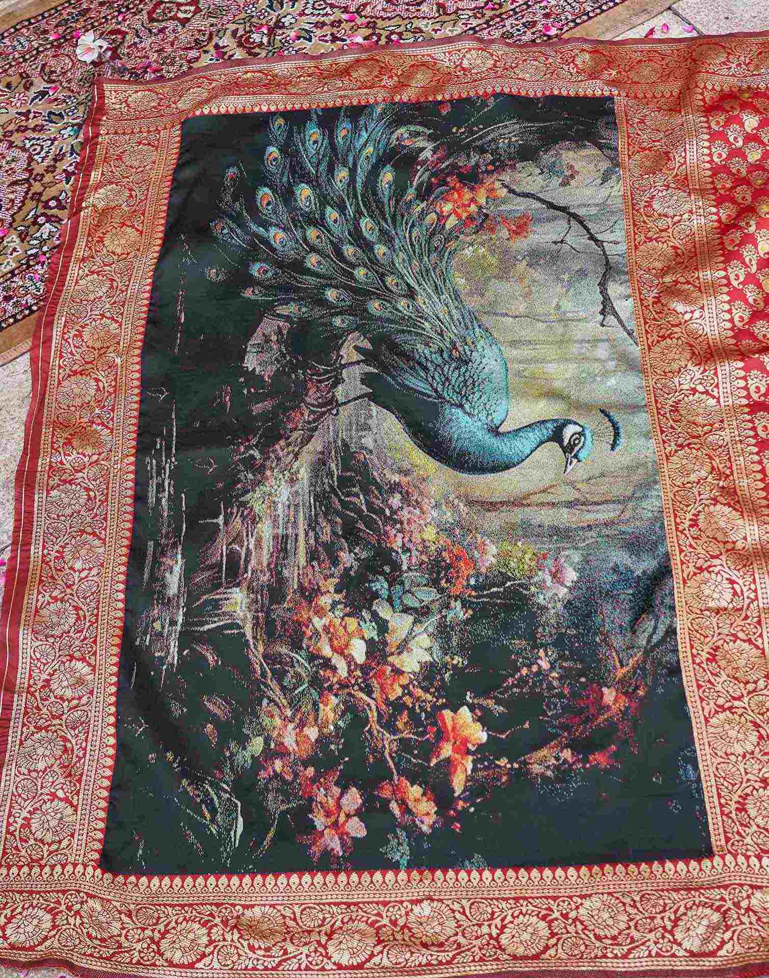 Maroon Silk Woven Banarasi Saree