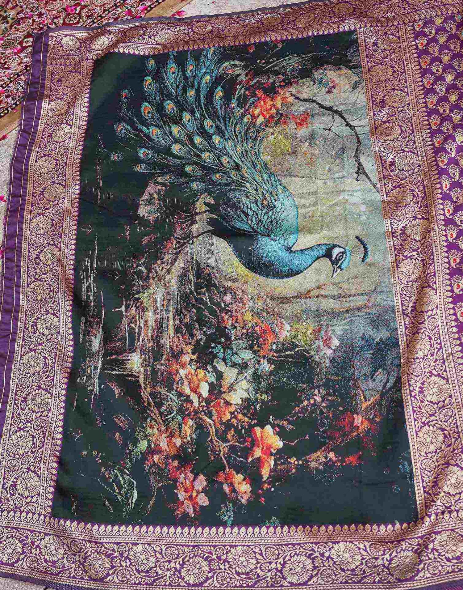 Dark Purple Silk Woven Banarasi Saree