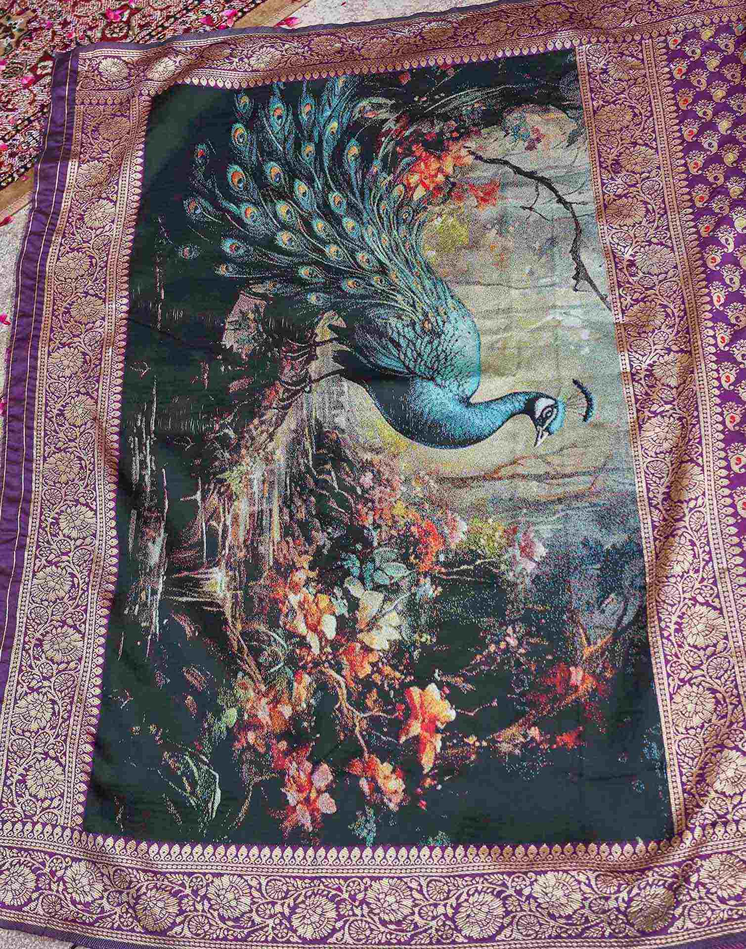 Dark Purple Silk Woven Banarasi Saree