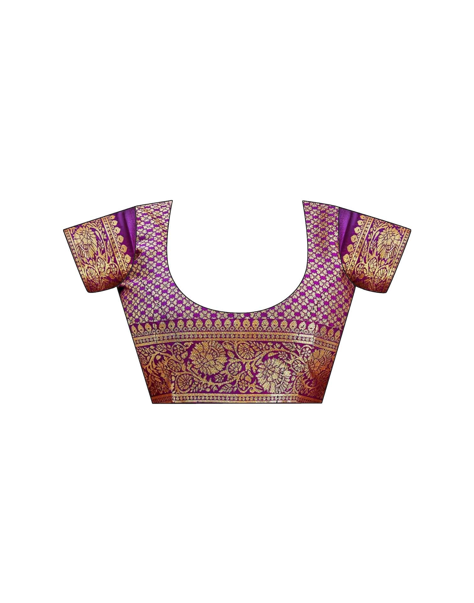 Dark Purple Silk Woven Banarasi Saree