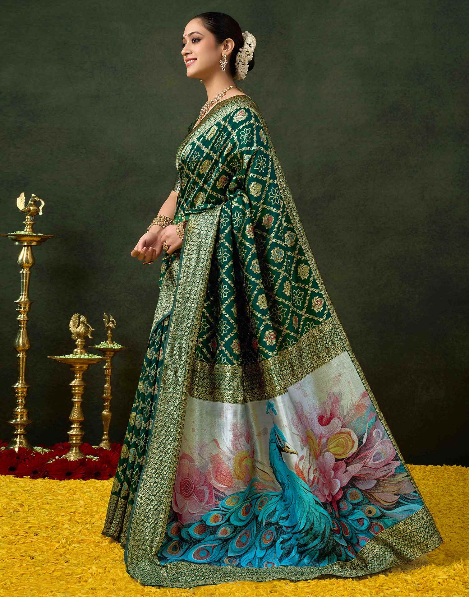 Sea Green Silk Woven Banarasi Saree