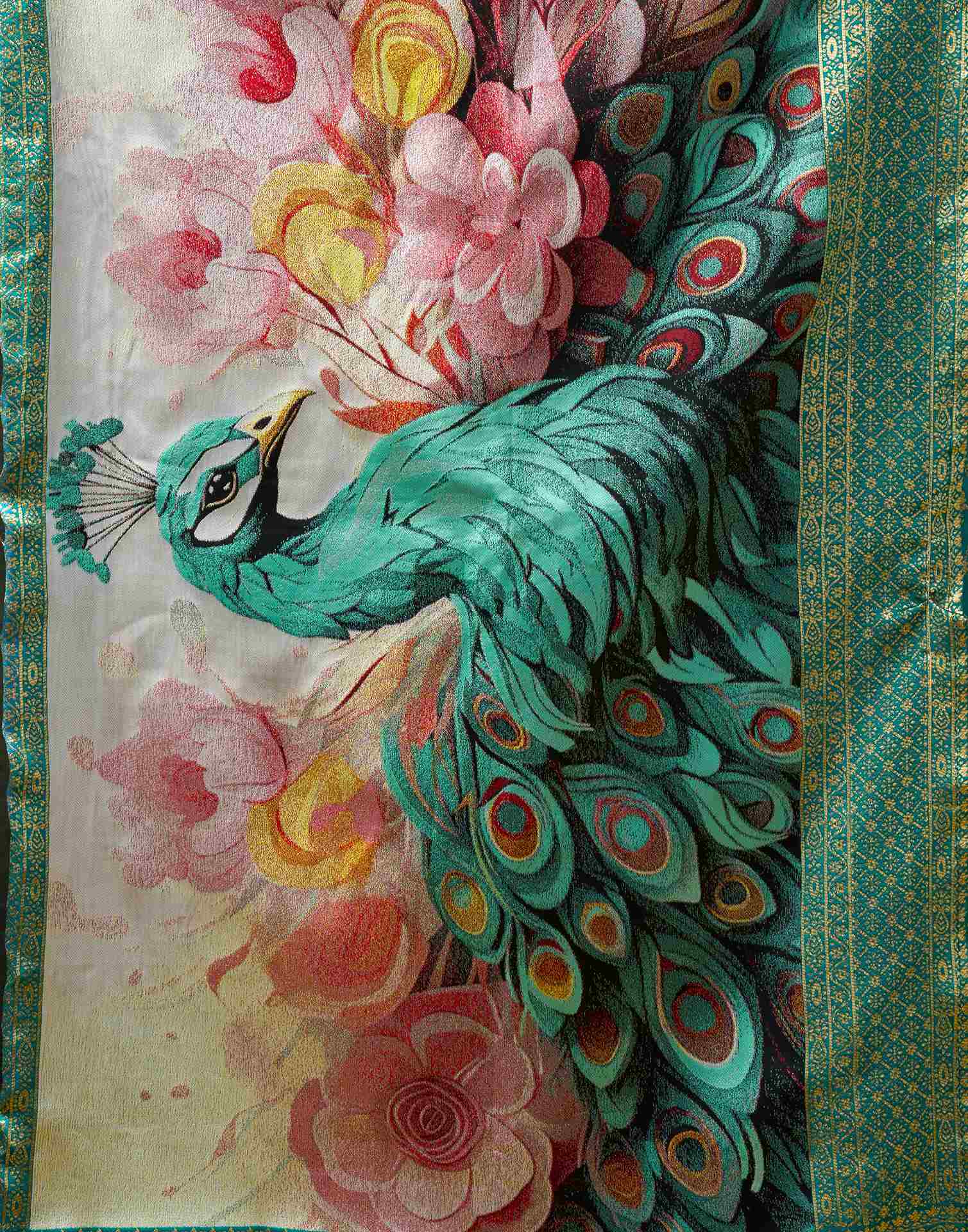 Teal Green Silk Woven Banarasi Saree