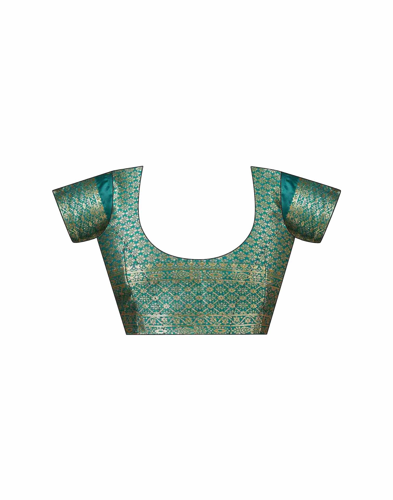 Teal Green Silk Woven Banarasi Saree