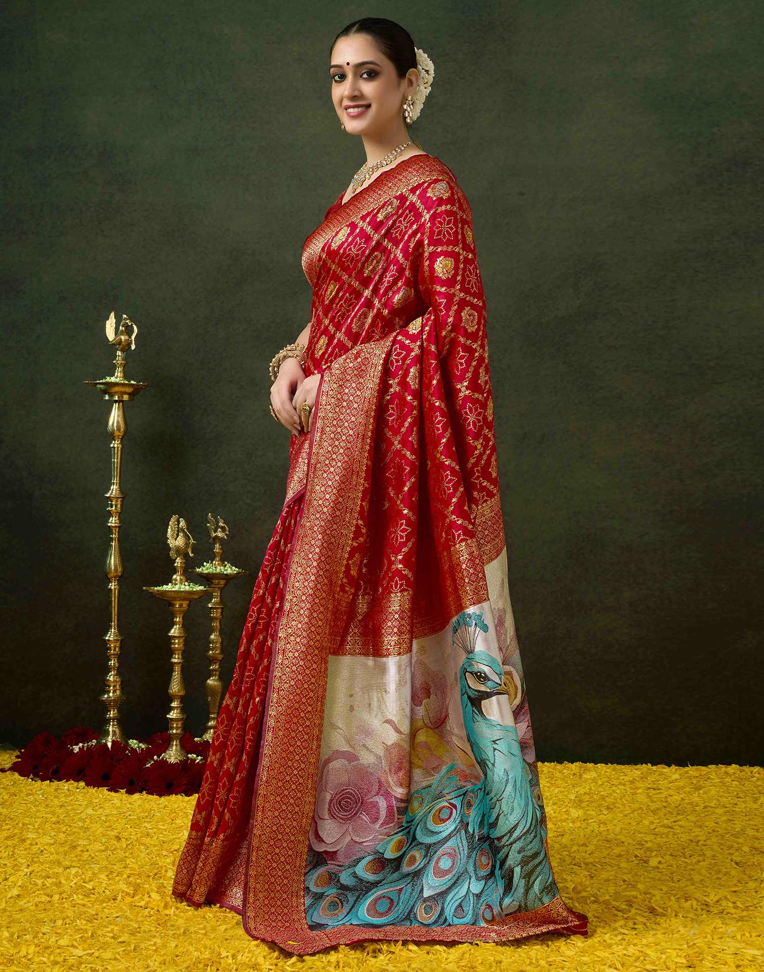 Red Silk Woven Banarasi Saree