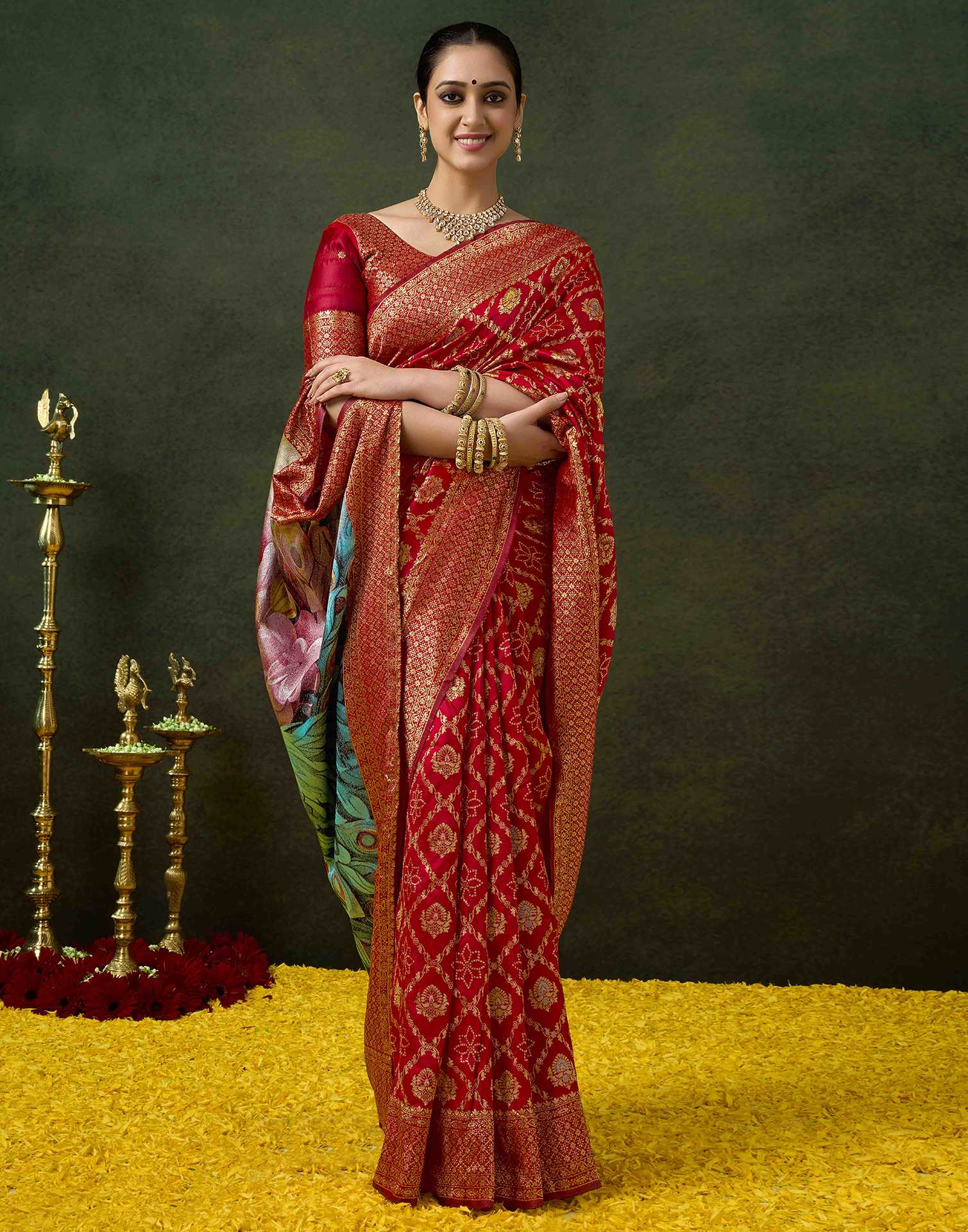 Red Silk Woven Banarasi Saree