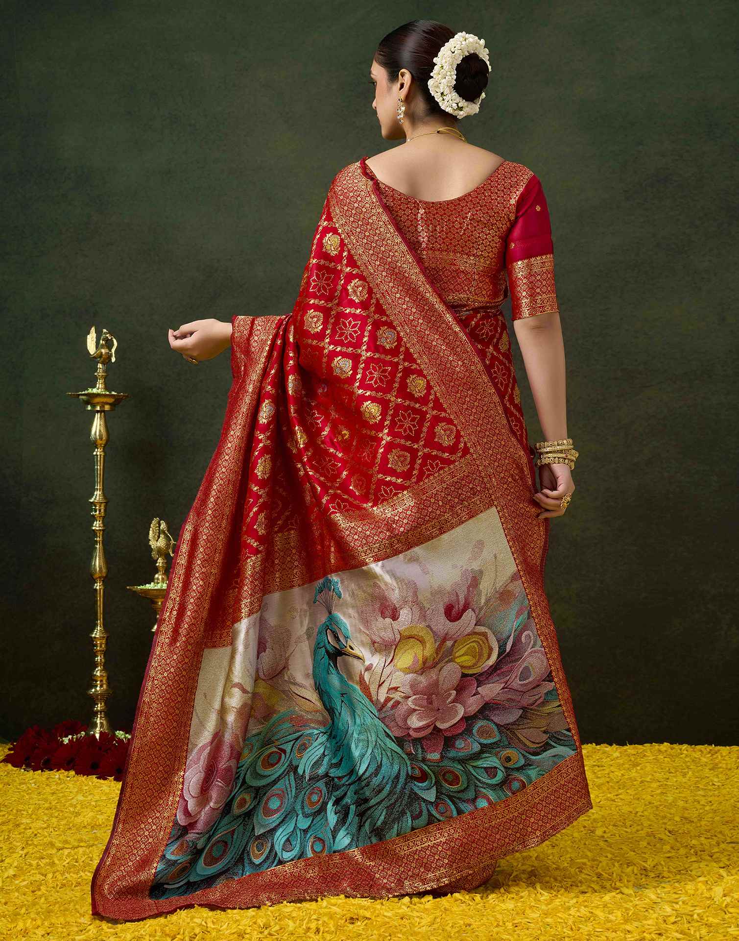 Red Silk Woven Banarasi Saree