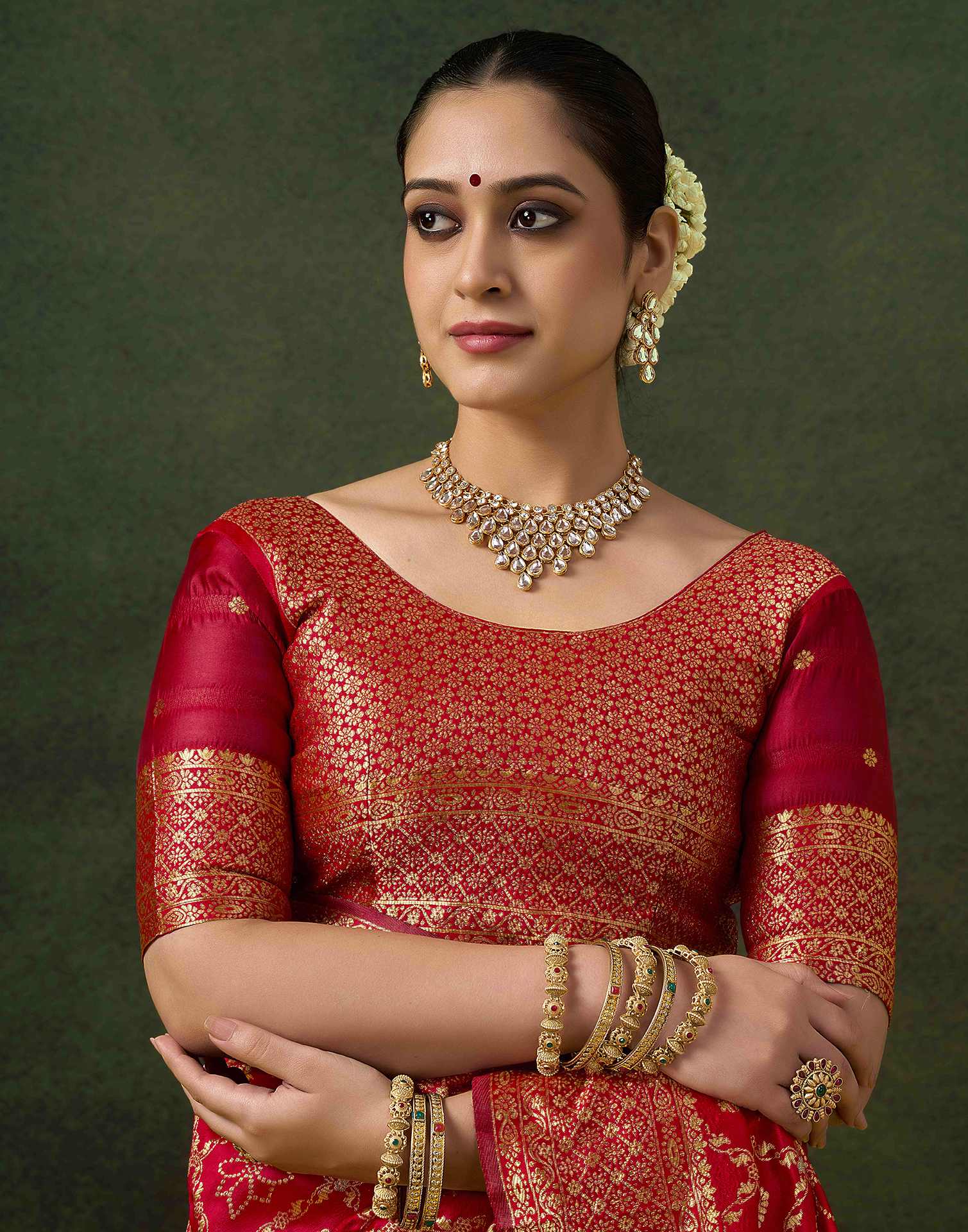 Red Silk Woven Banarasi Saree