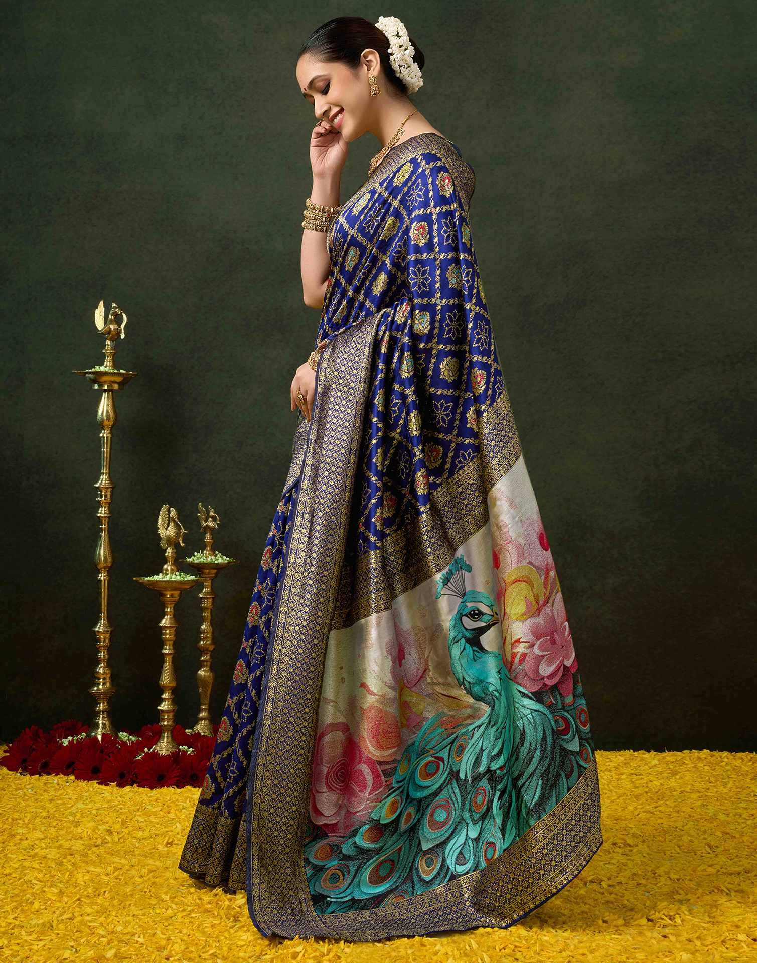 Royal Blue Silk Woven Banarasi Saree