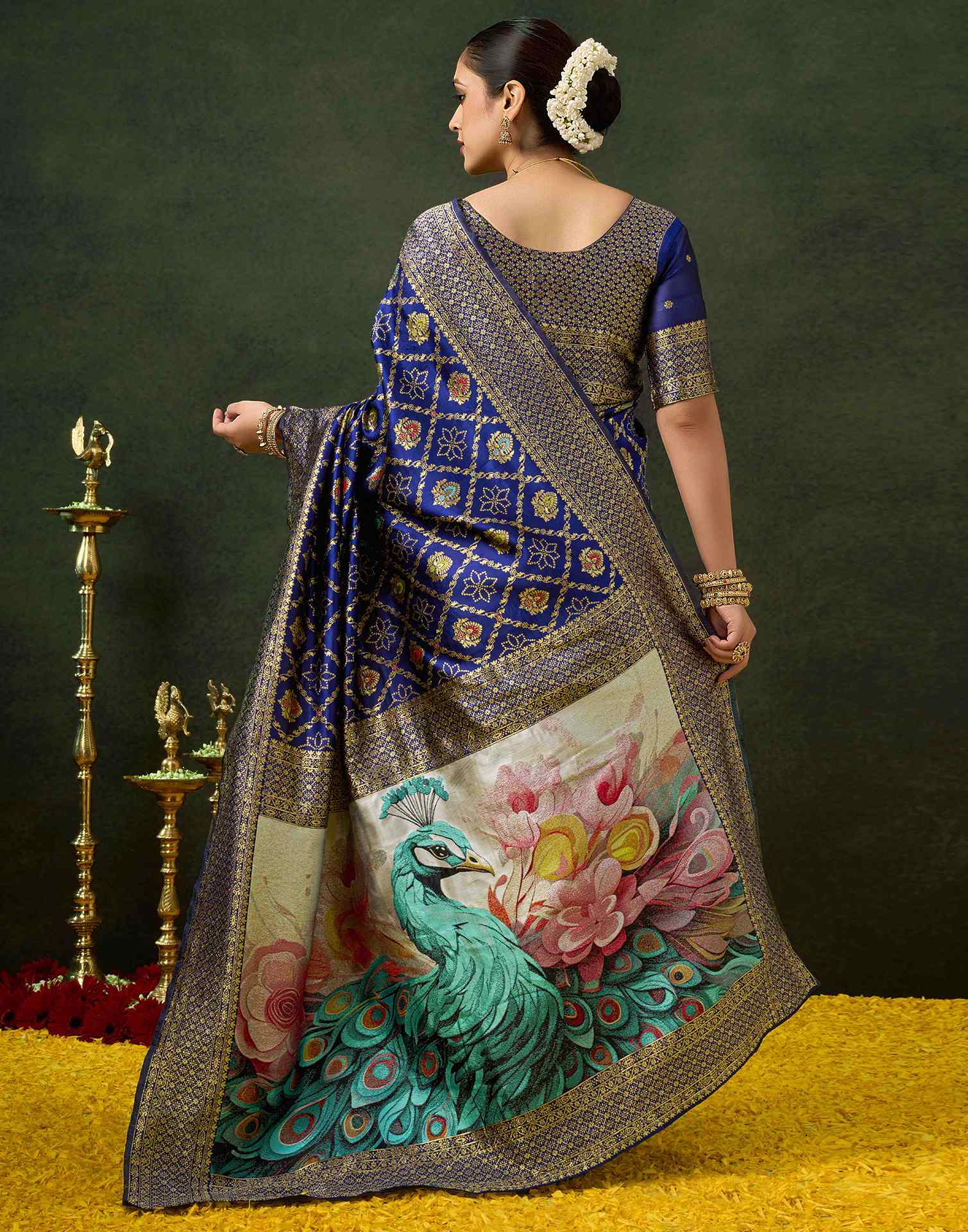 Royal Blue Silk Woven Banarasi Saree