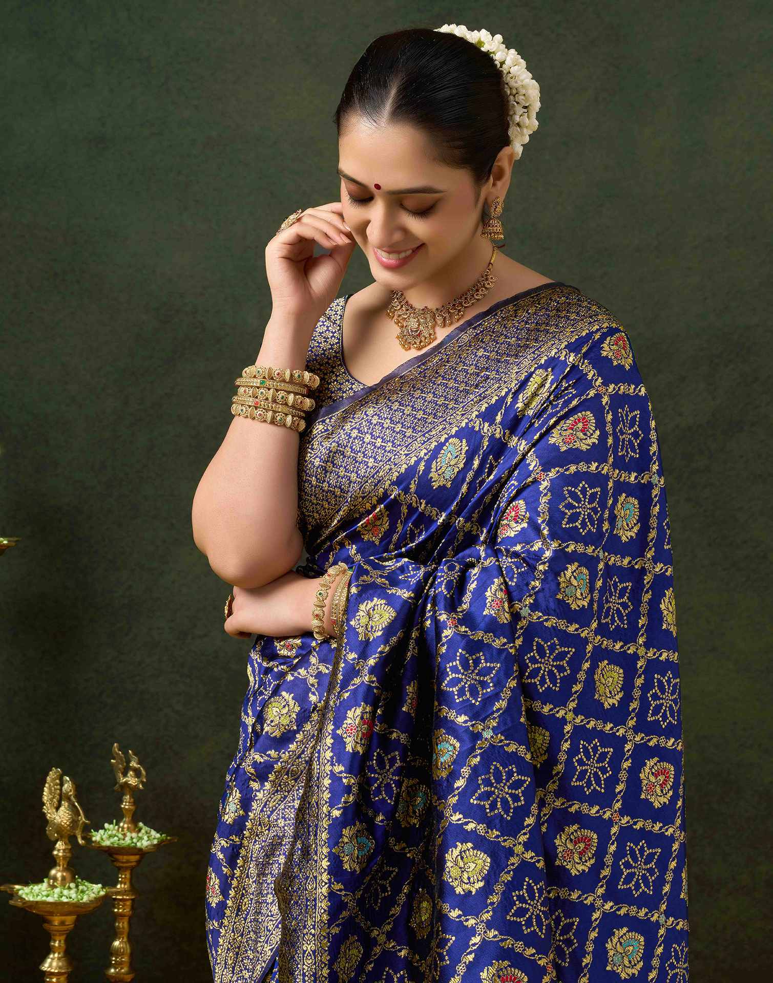 Royal Blue Silk Woven Banarasi Saree