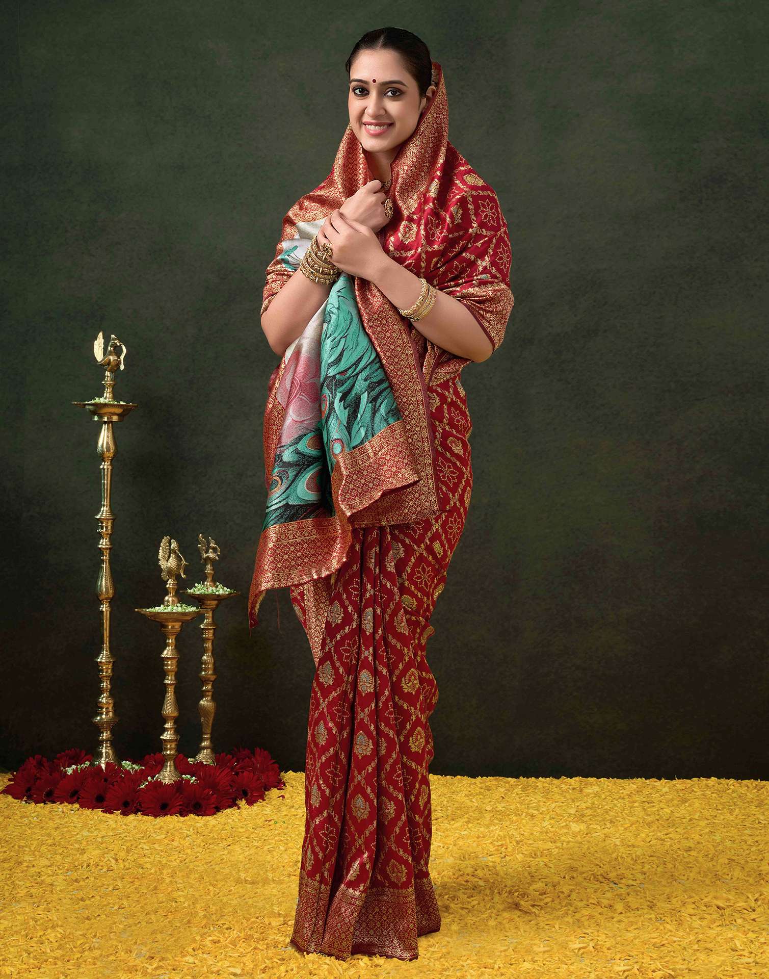 Maroon Silk Woven Banarasi Saree