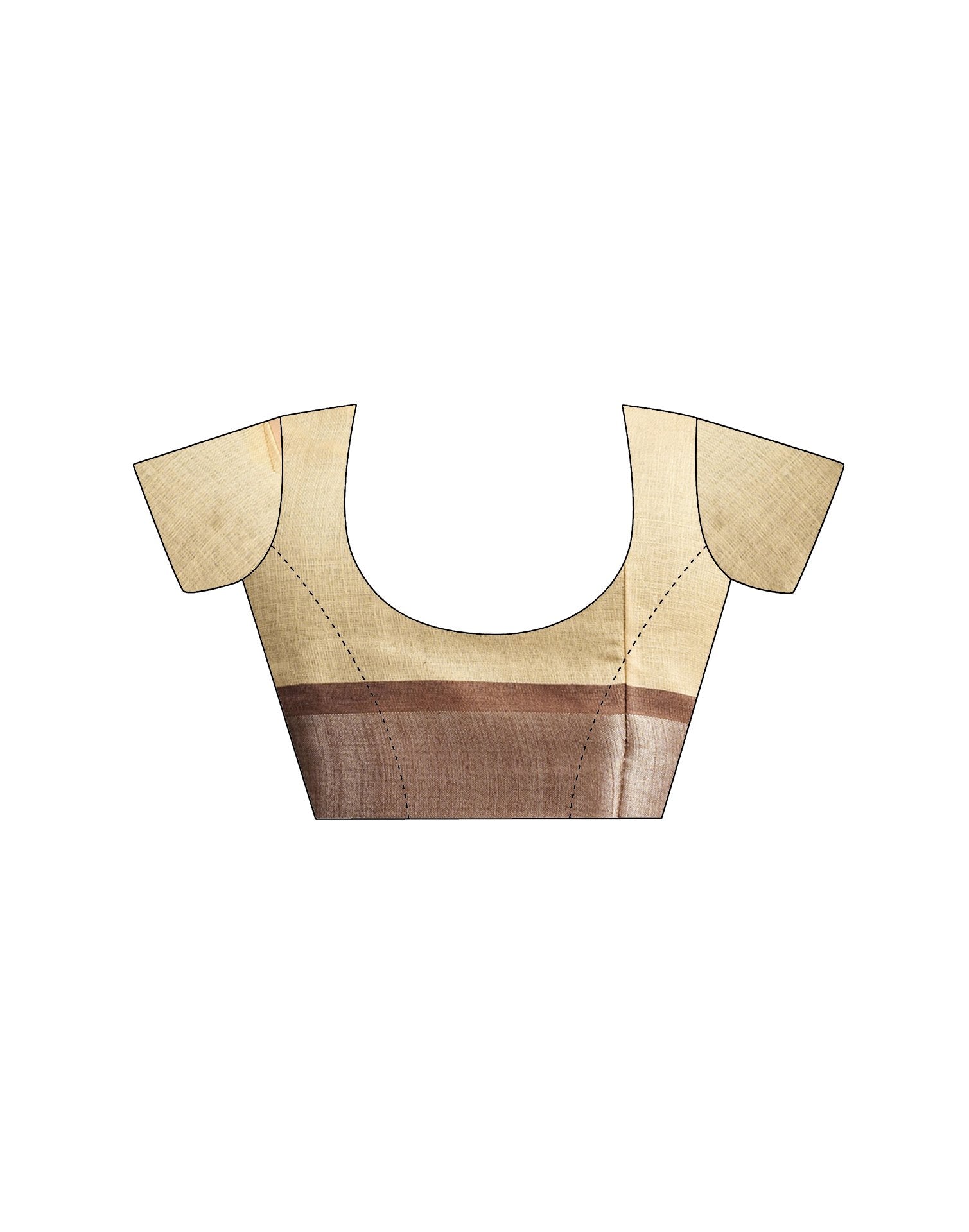 Brown Cotton Linen Printed Saree