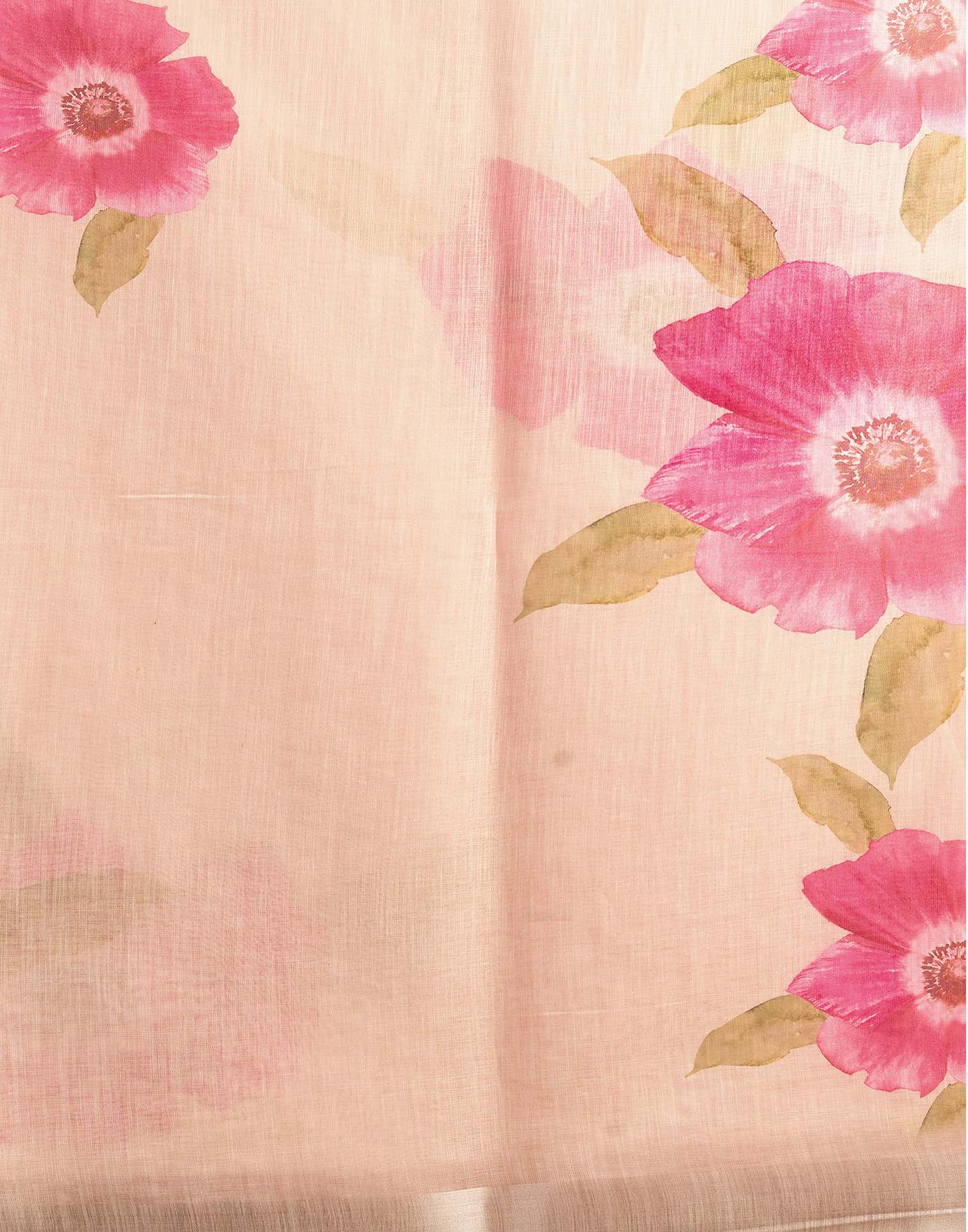 Ceam Cotton Linen Floral Printed Saree