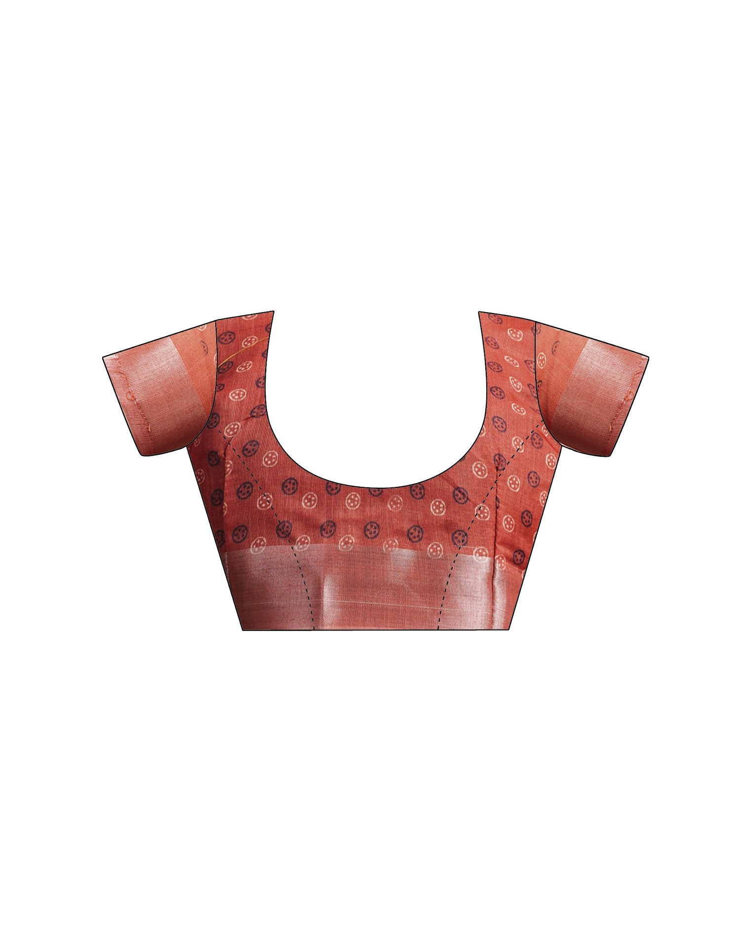 Rust Cotton Linen Printed Saree