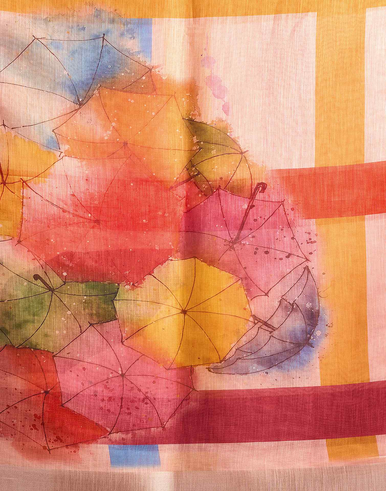 Light Pink Cotton Linen Printed Saree