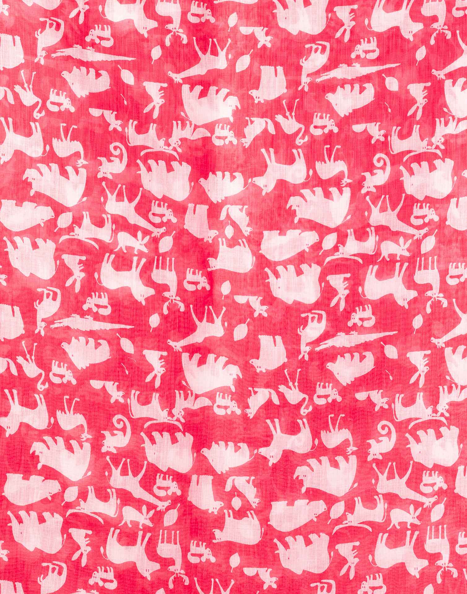 Coral Red Cotton Linen Printed Saree