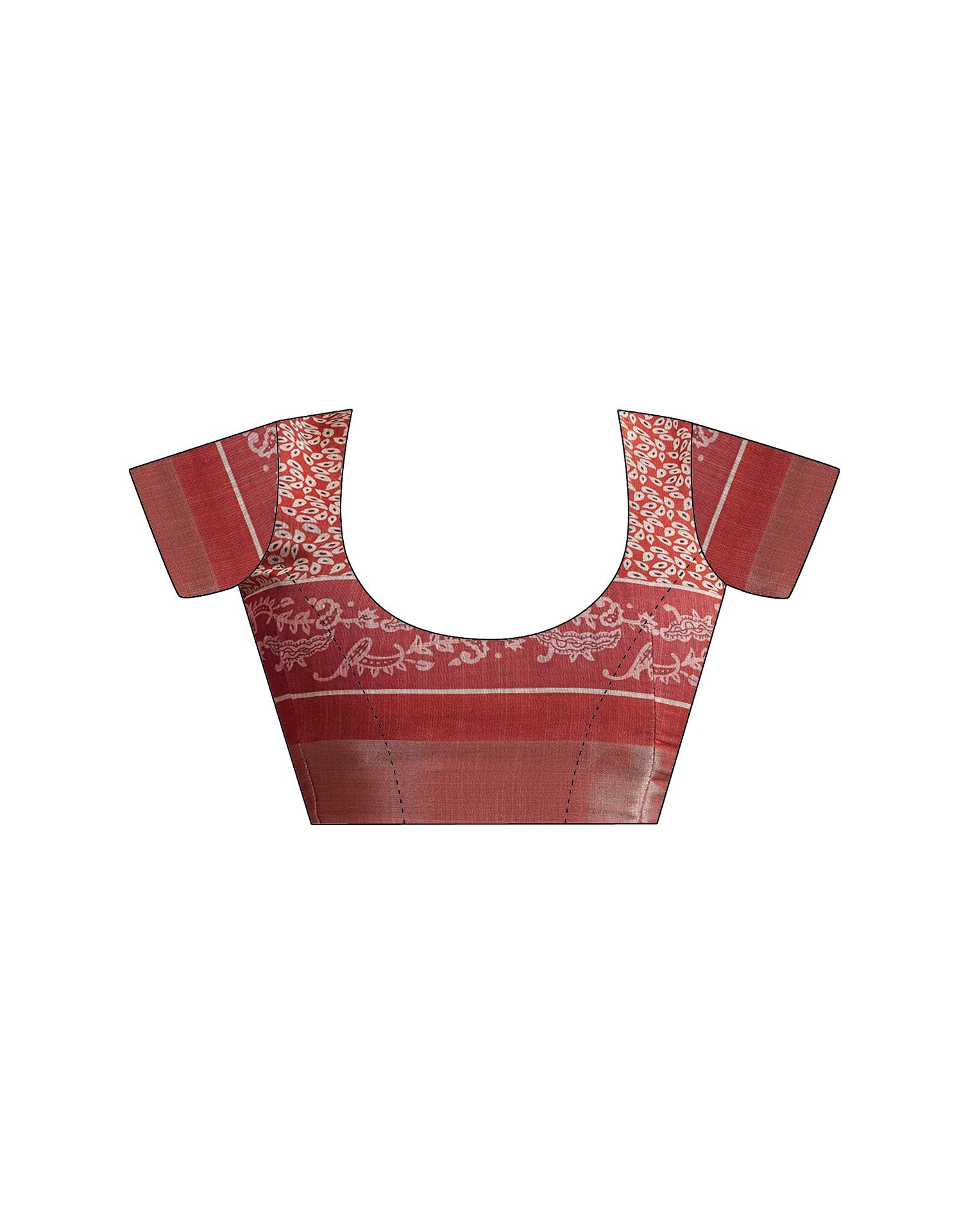 Rust Cotton Linen Printed Saree