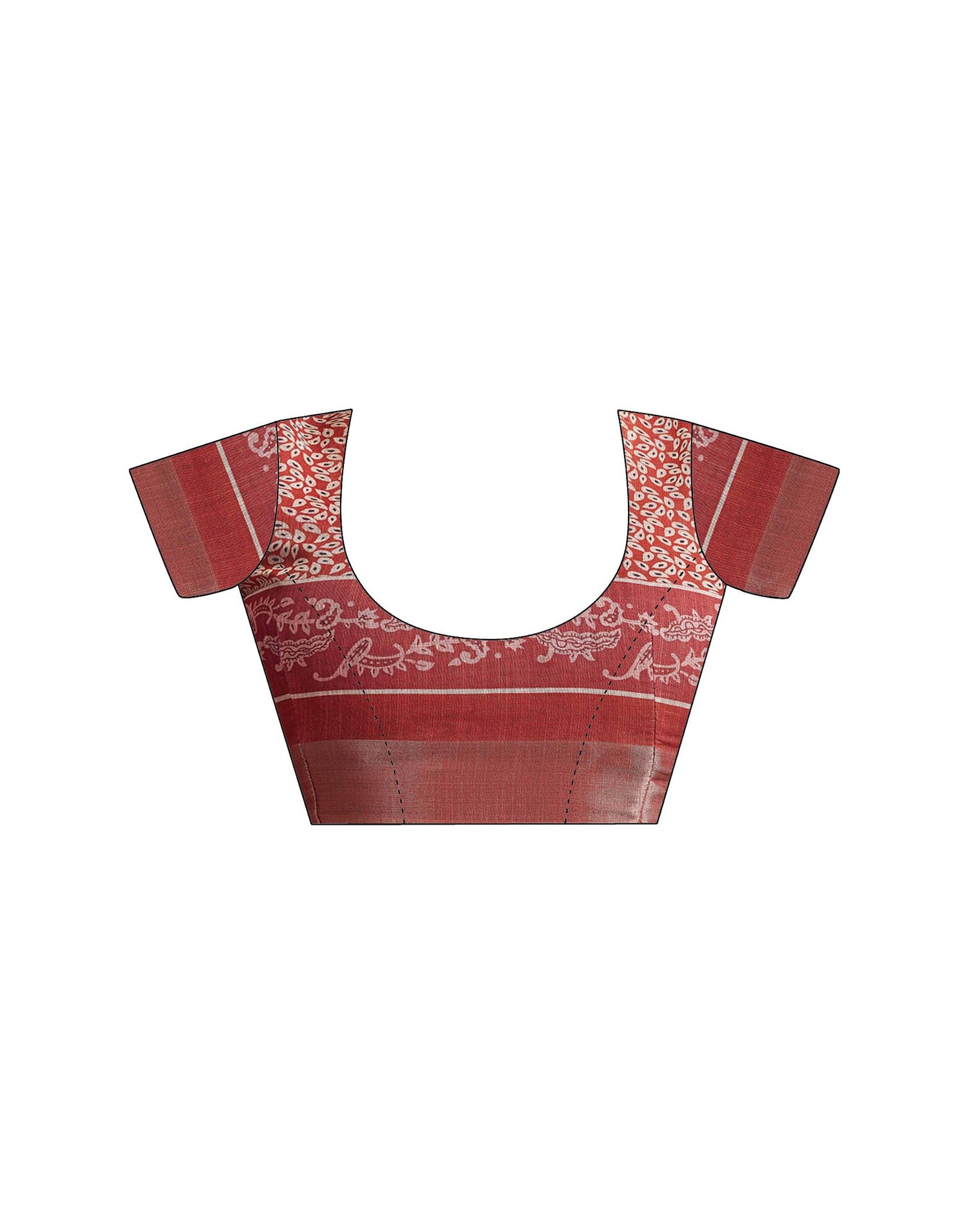 Rust Cotton Linen Printed Saree