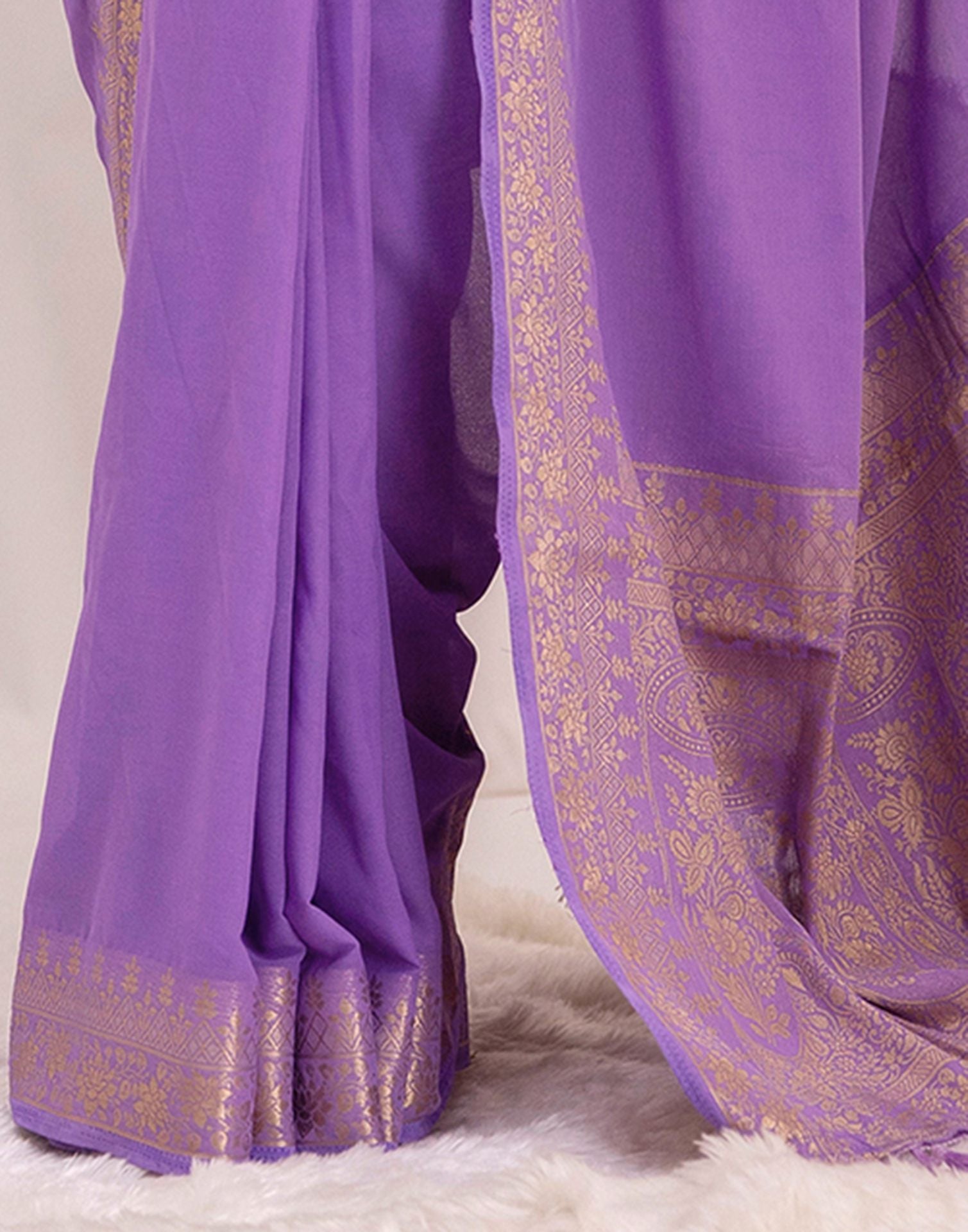 Lavender Chiffon Woven Saree