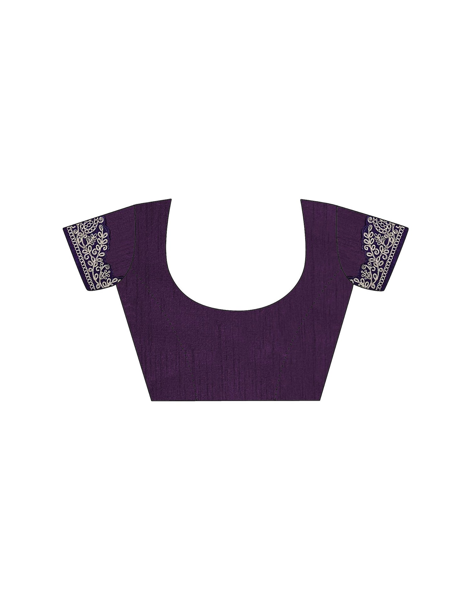 Dark Purple Silk Embroidery Lace Saree
