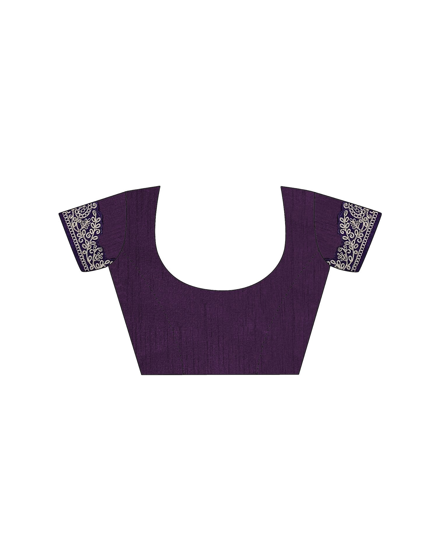 Dark Purple Silk Embroidery Lace Saree