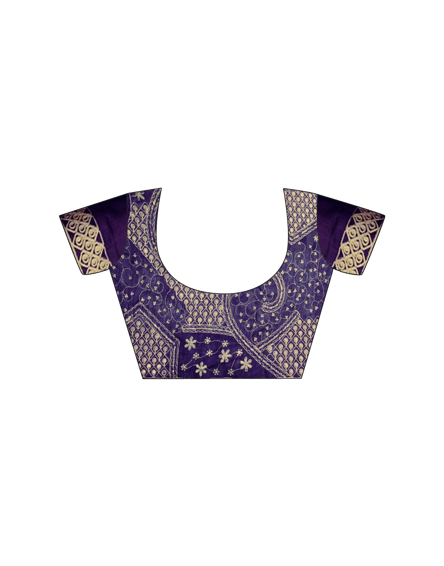 Dark Purple Silk Sequence Lace Saree
