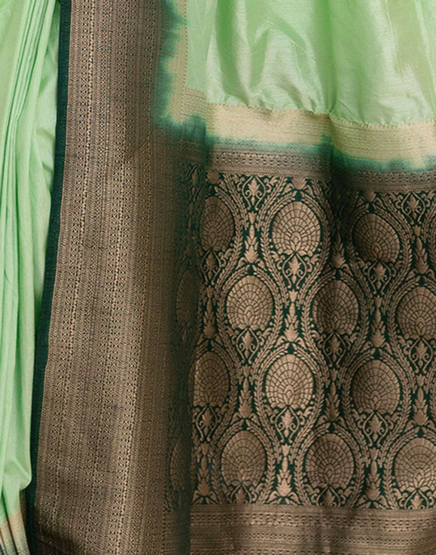 Pista Green Silk Woven Saree