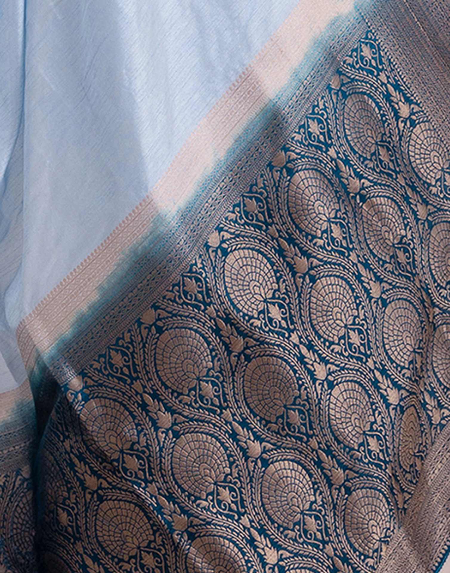 Sky Blue Silk Woven Saree