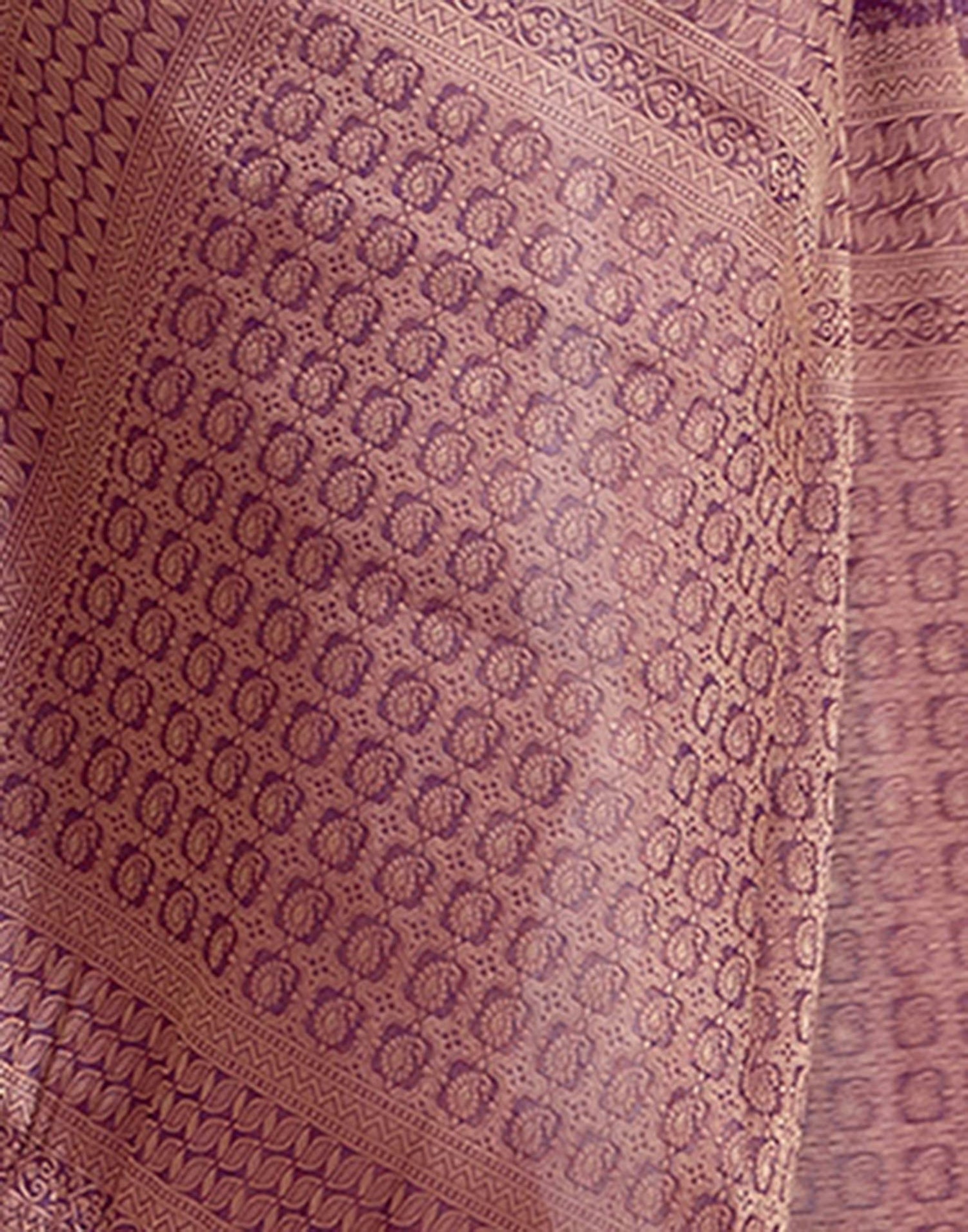 Dark Purple Silk Woven Kanjivaram Saree