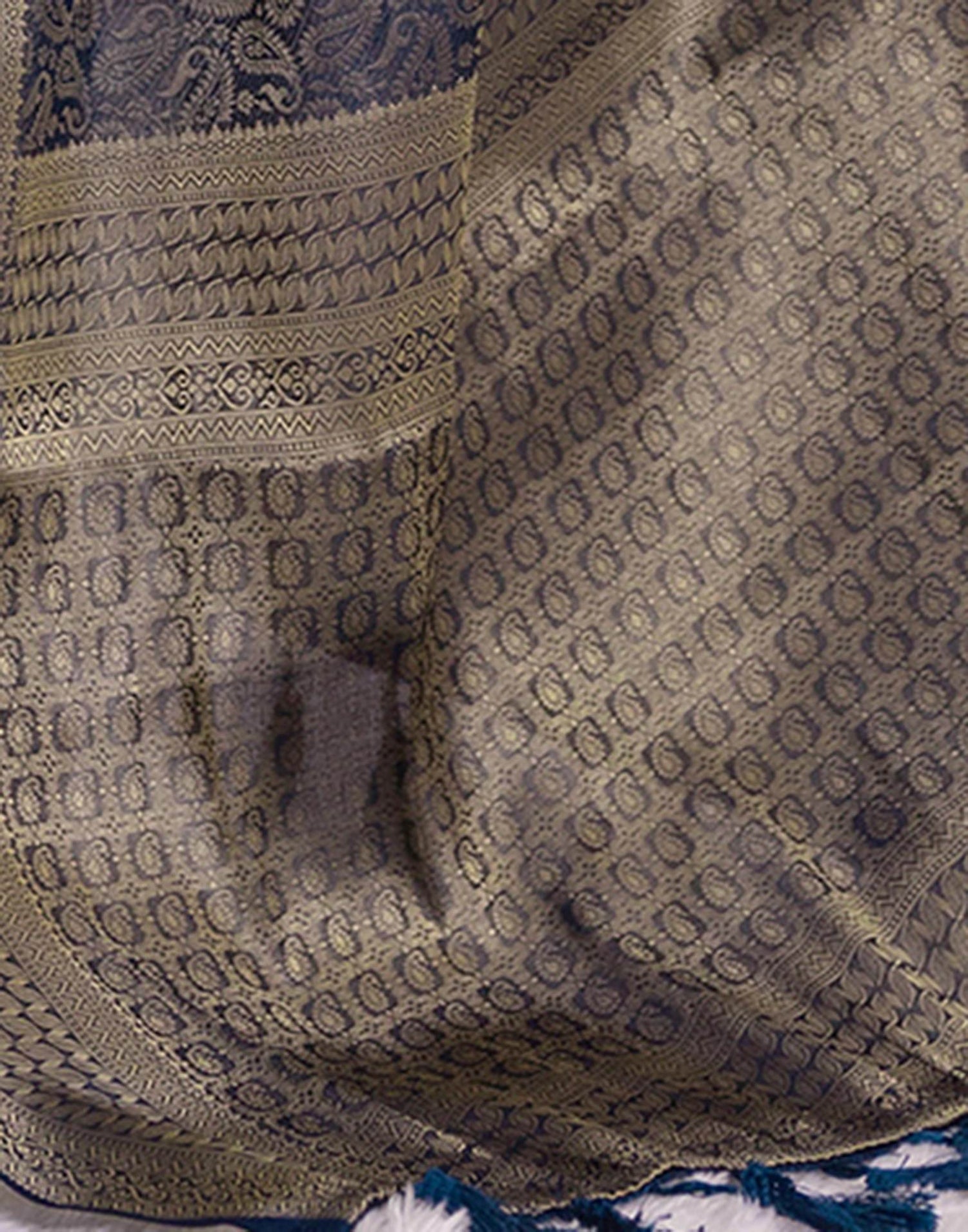 Rama Blue Silk Woven Kanjivaram Saree