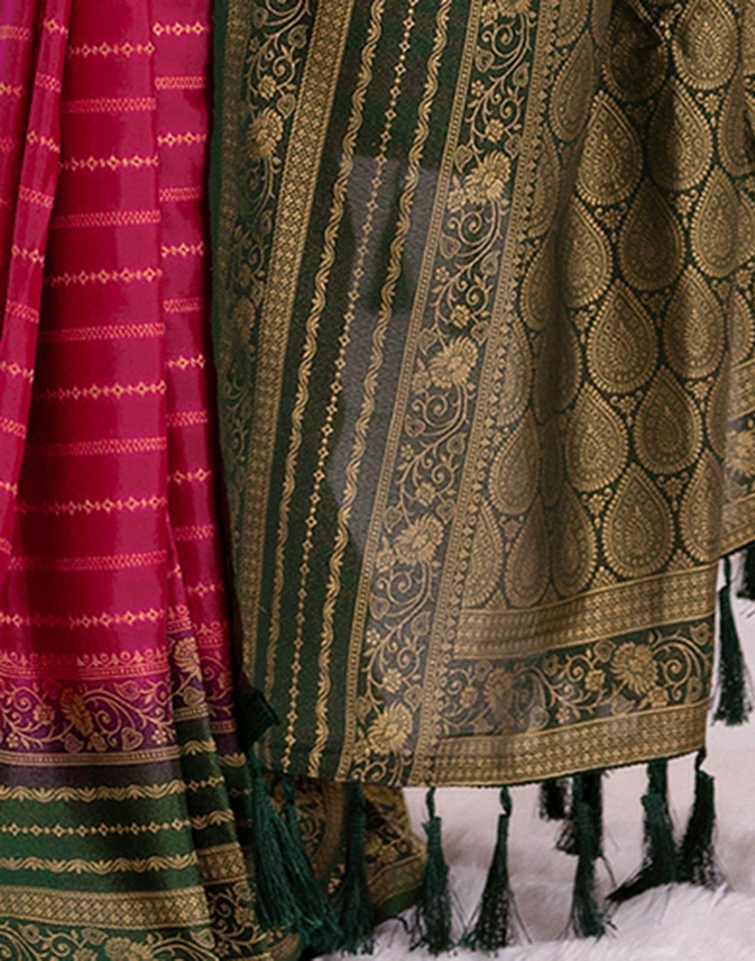 Rani Pink Silk Woven Saree