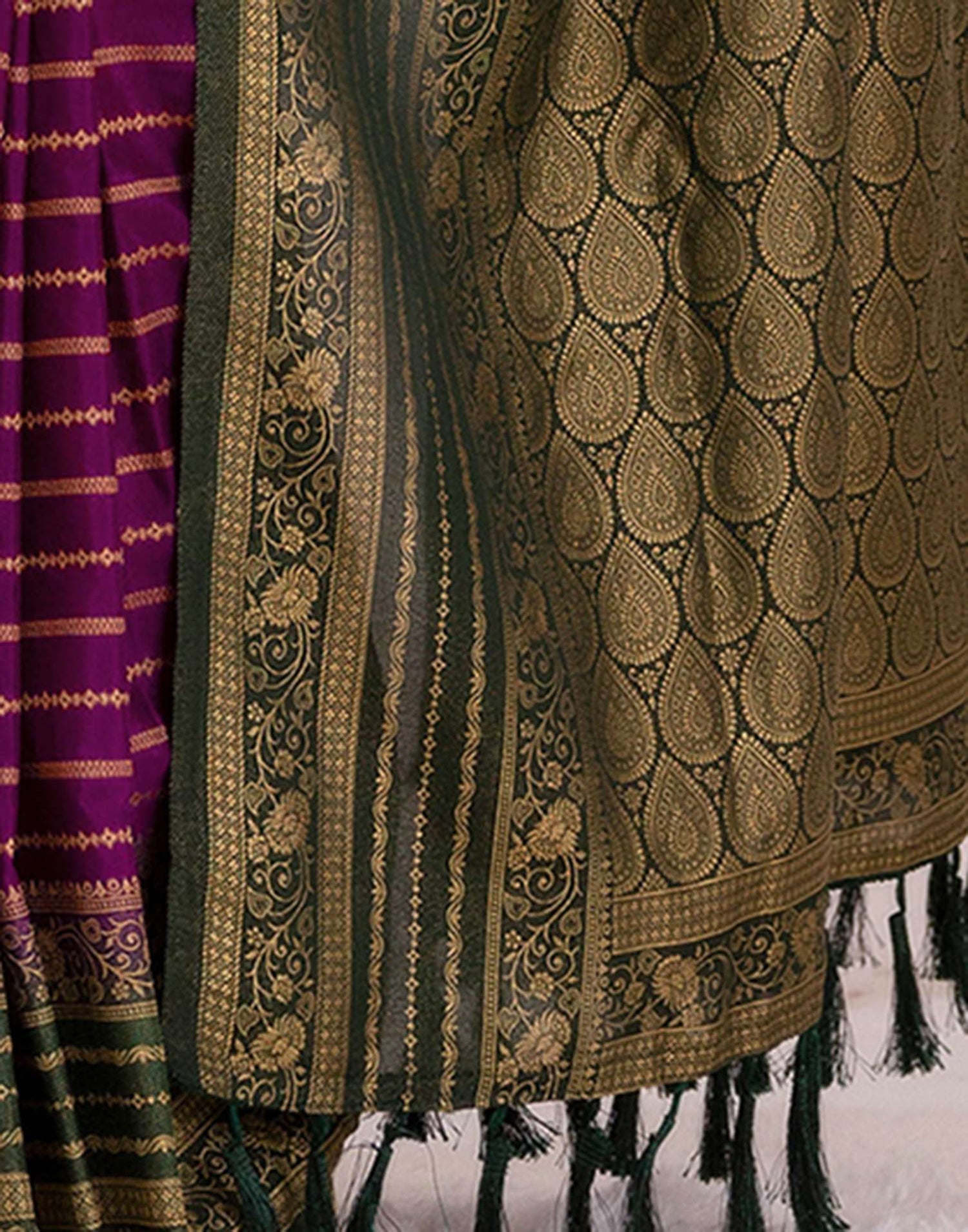 Dark Purple Silk Woven Saree