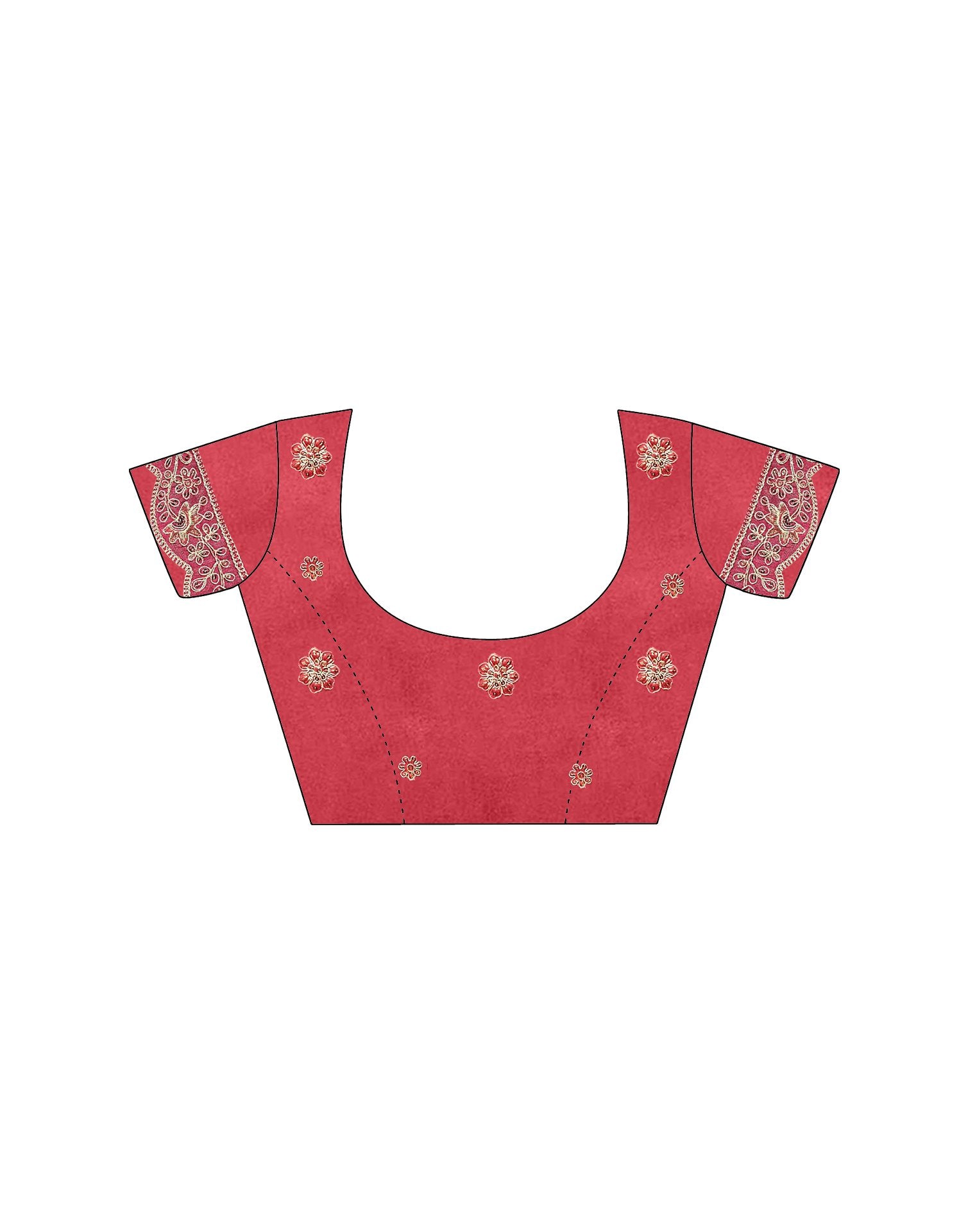 Coral Red Weightless Georgette Printed Bandhani Saree
