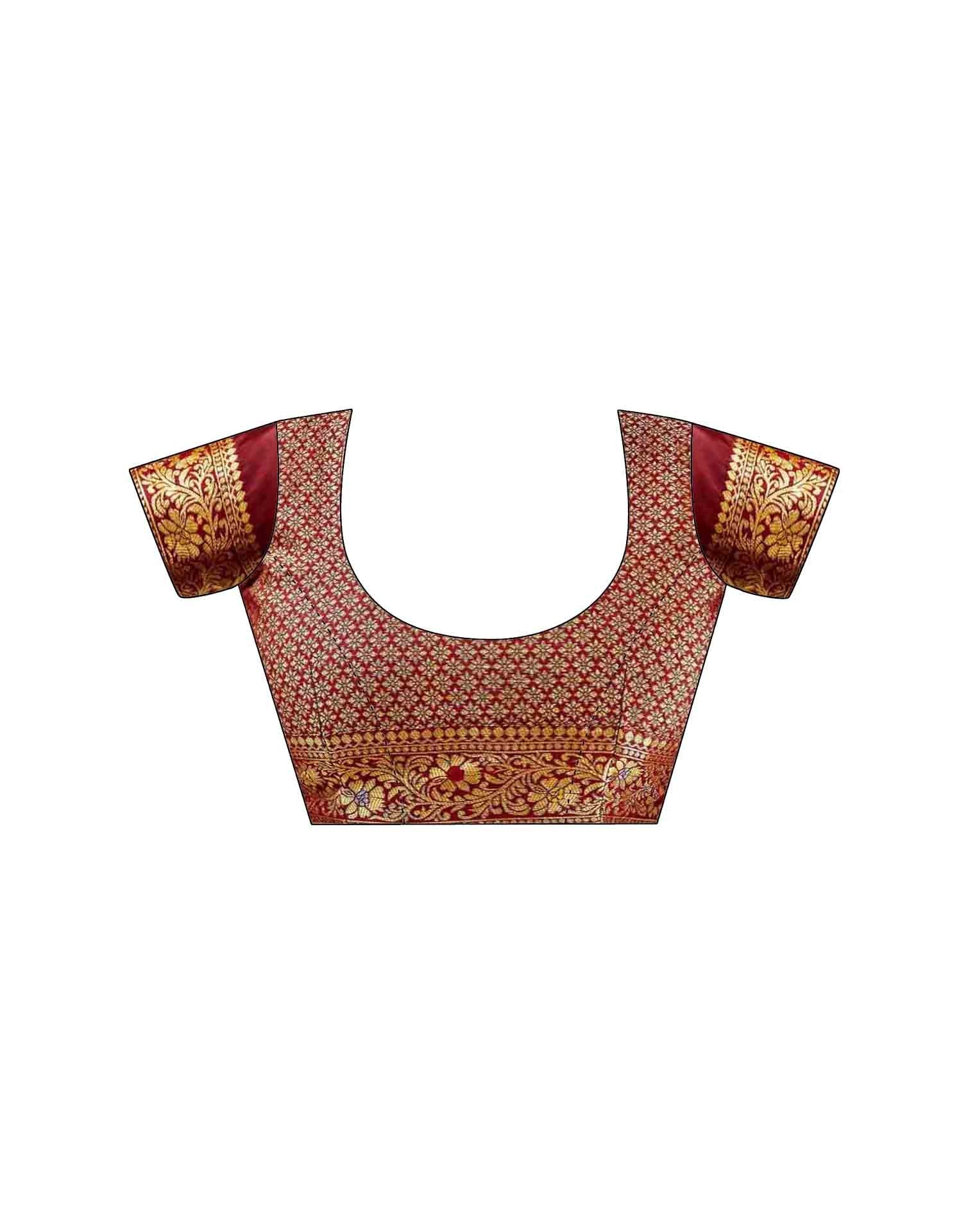 Maroon Silk Woven Banarasi Saree
