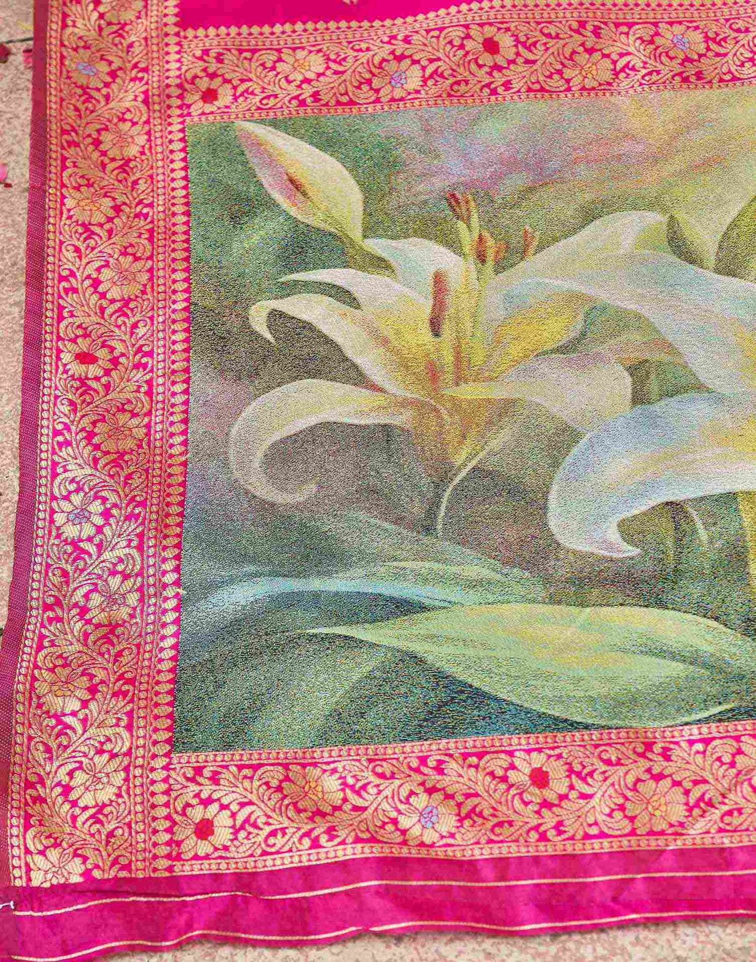 Rani Pink Silk Woven Banarasi Saree