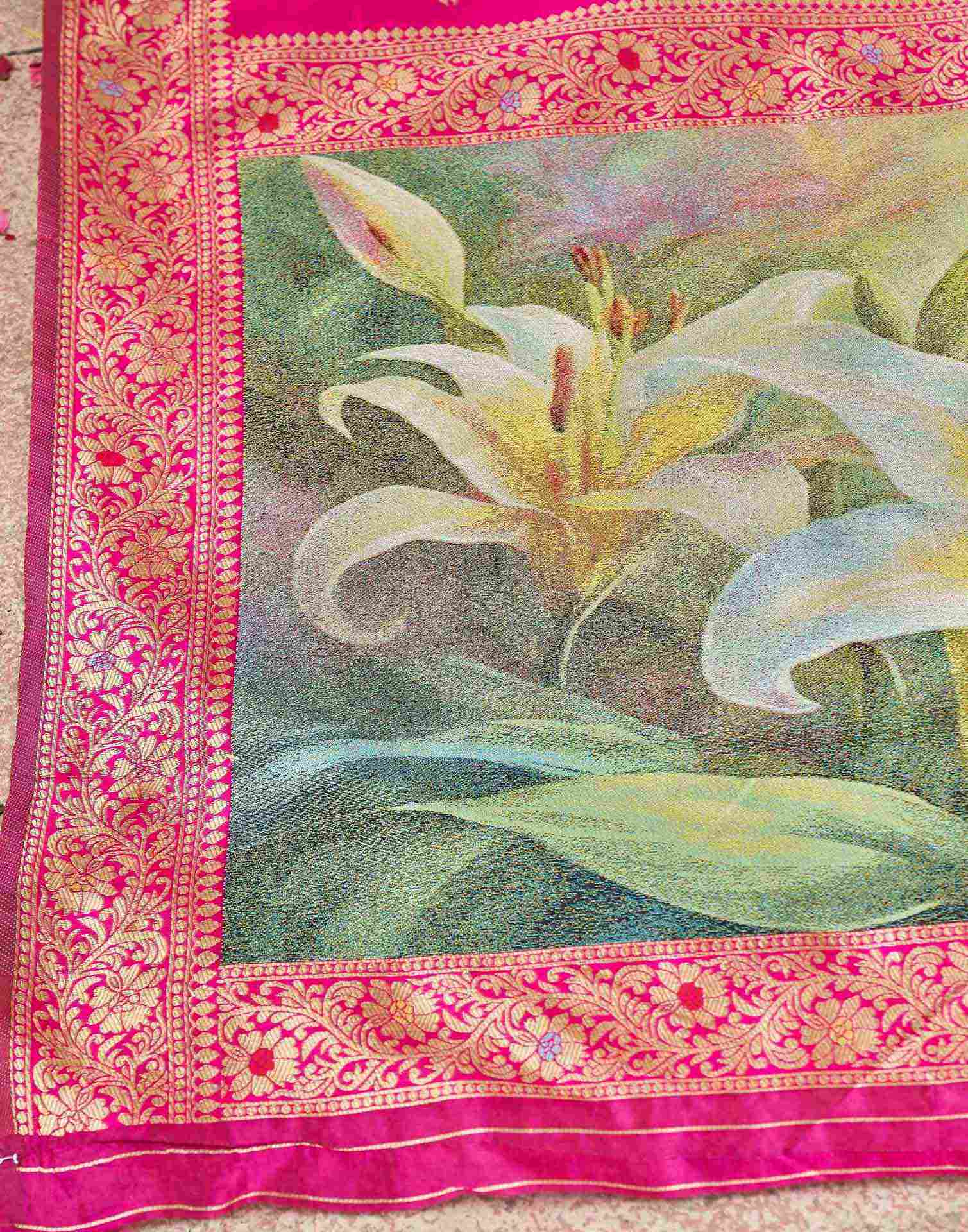 Rani Pink Silk Woven Banarasi Saree