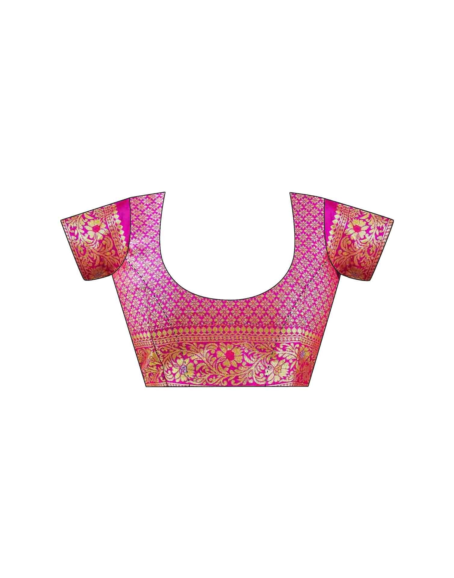Rani Pink Silk Woven Banarasi Saree