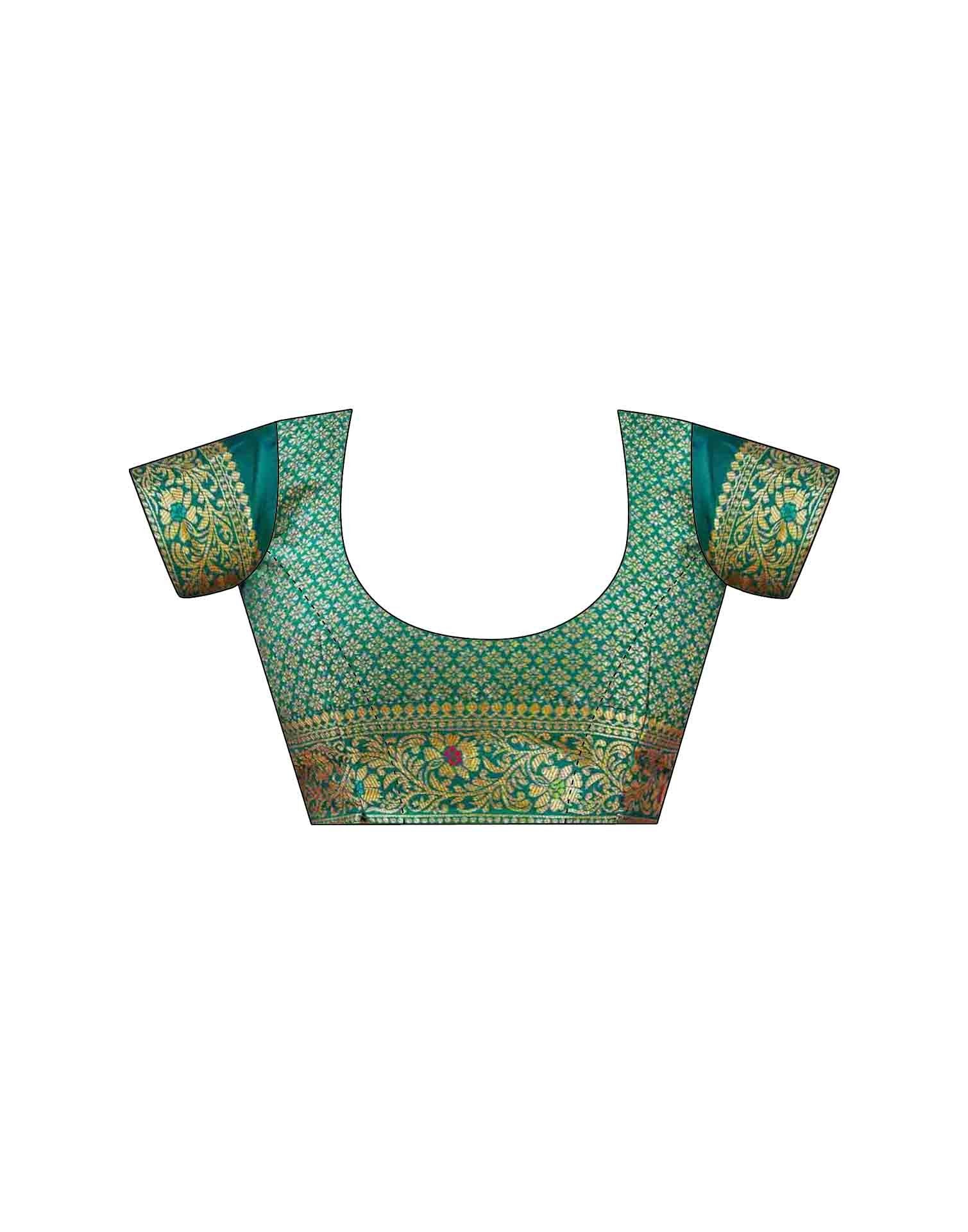 Teal Green Silk Woven Banarasi Saree