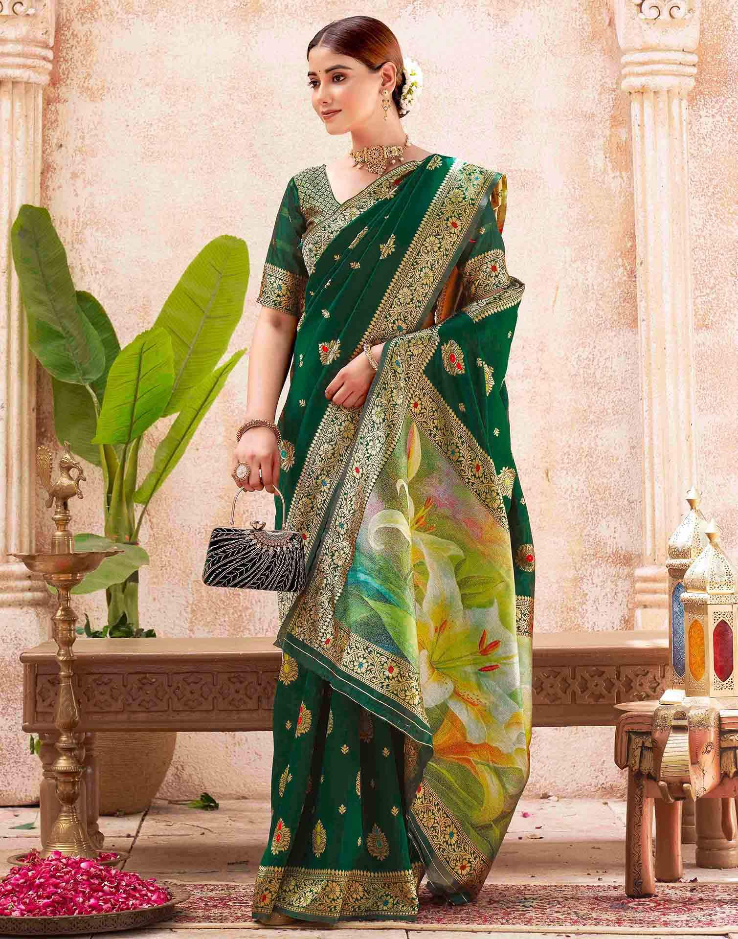 Green Silk Woven Banarasi Saree