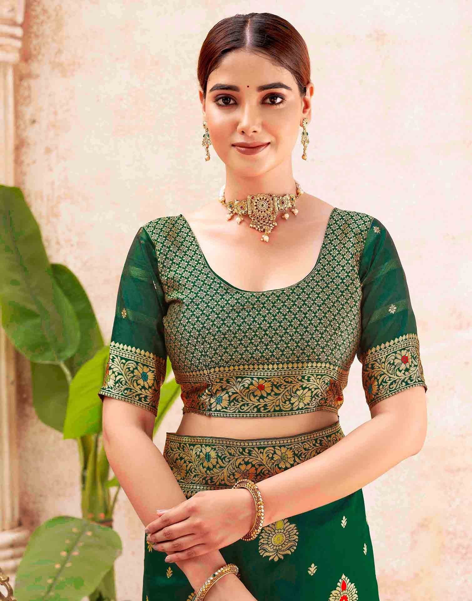 Green Silk Woven Banarasi Saree