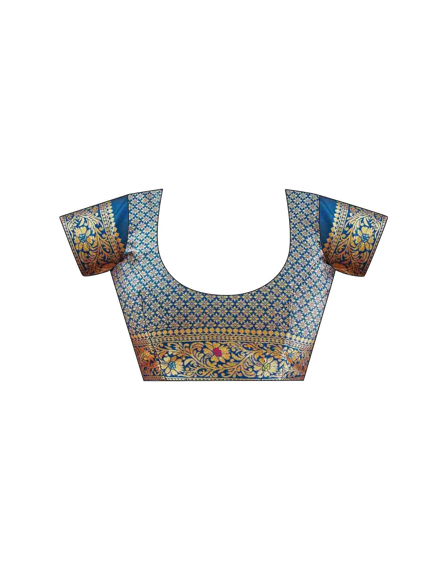 Peacock Blue Silk Woven Banarasi Saree