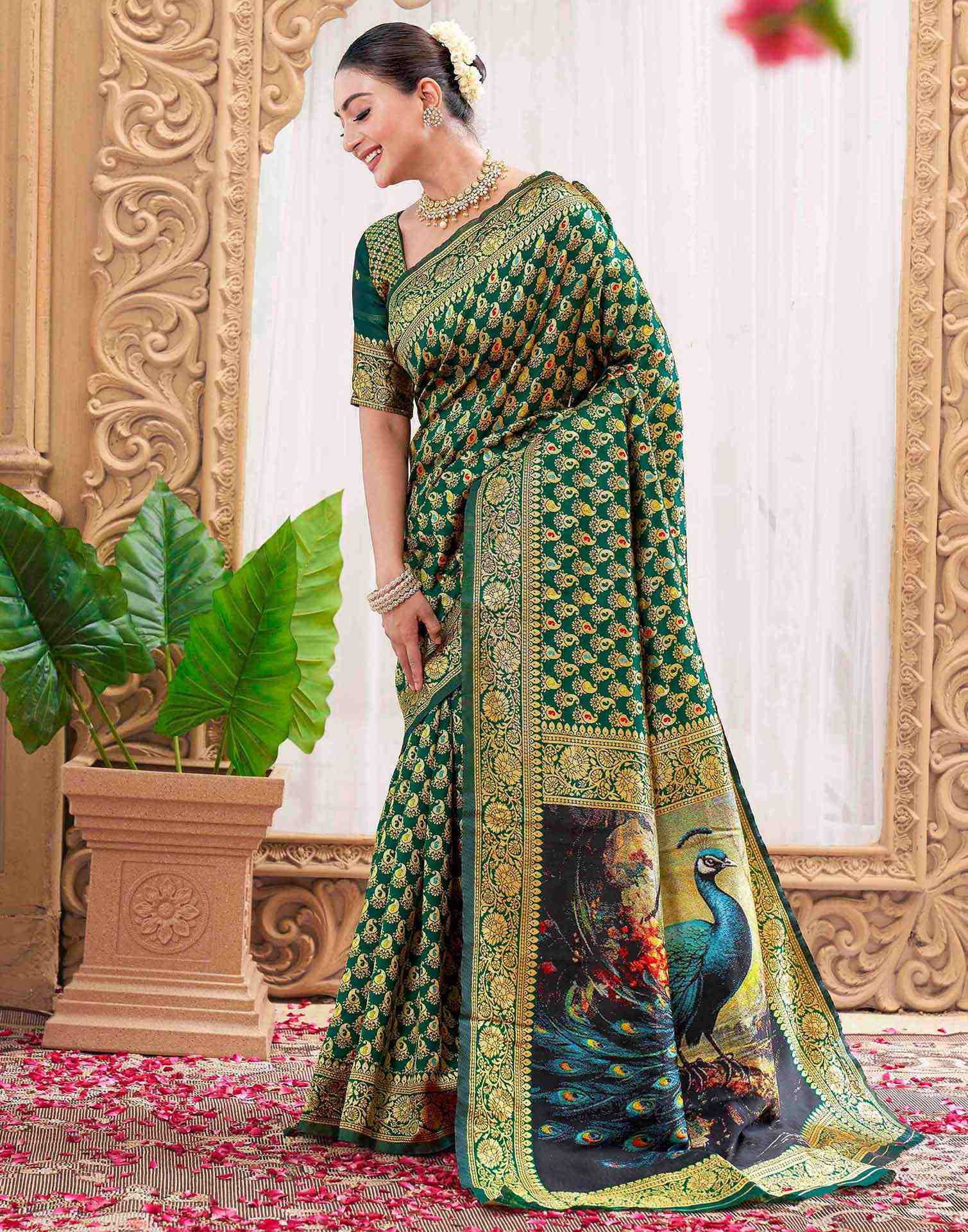 Green Silk Woven Banarasi Saree