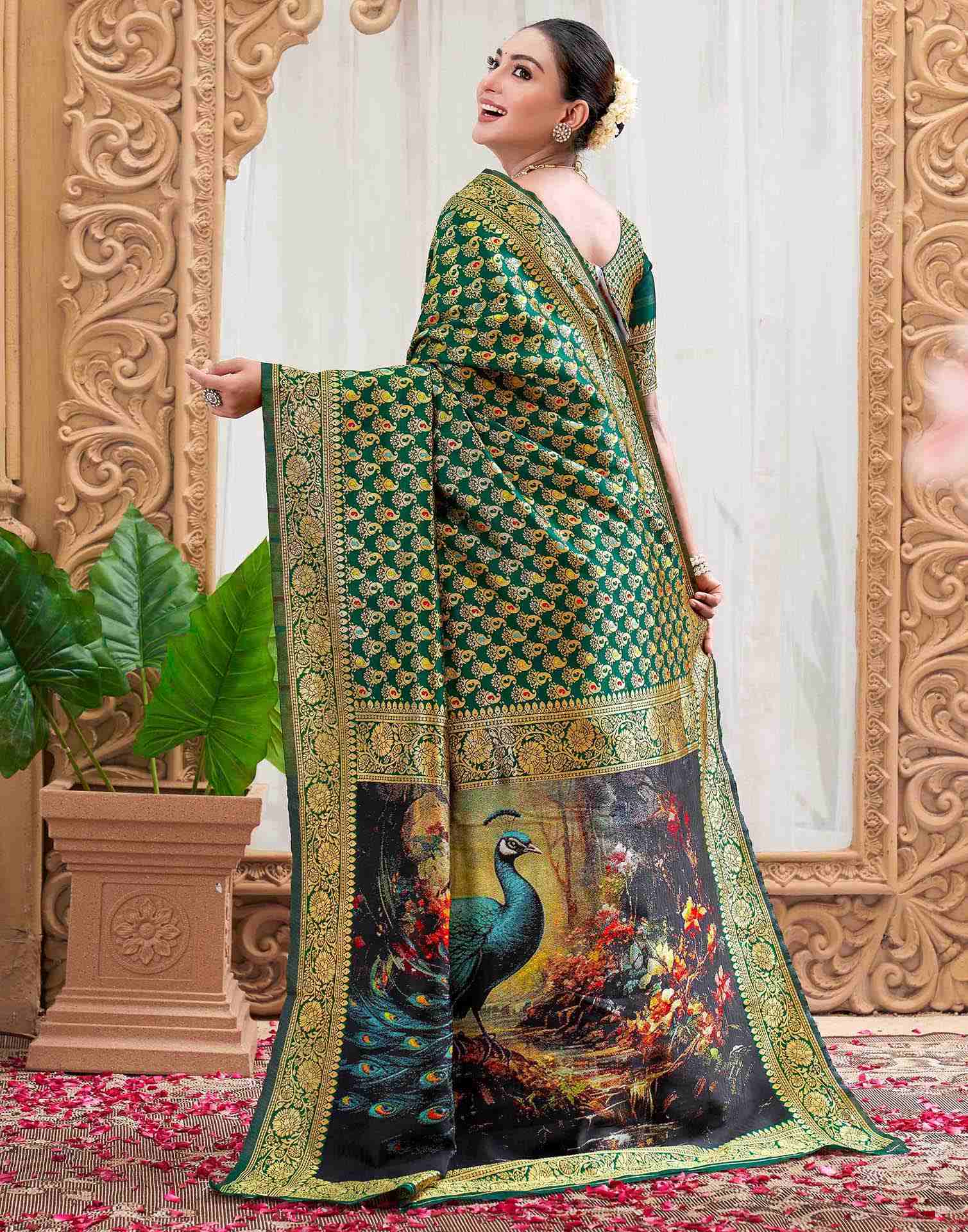 Green Silk Woven Banarasi Saree