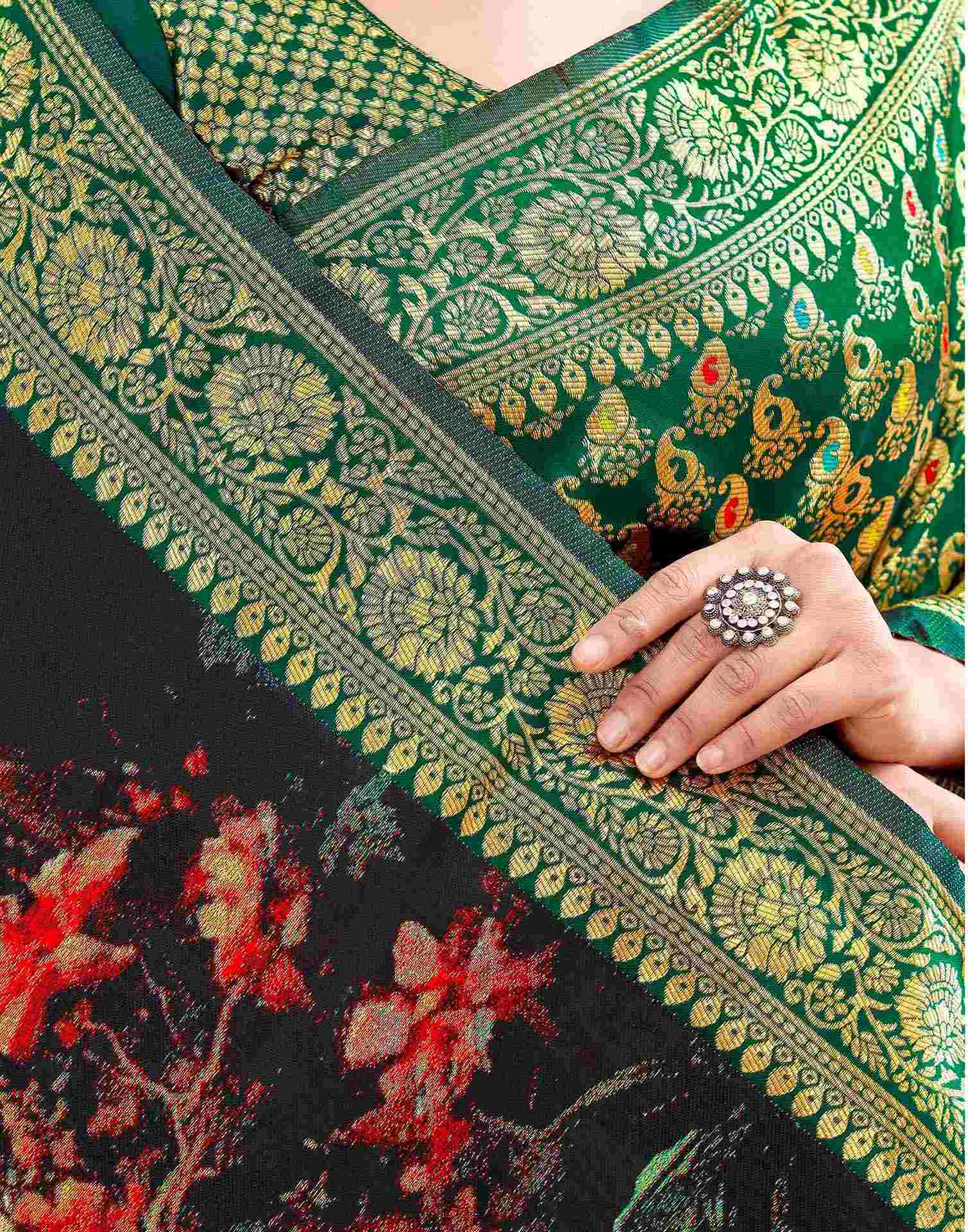 Green Silk Woven Banarasi Saree