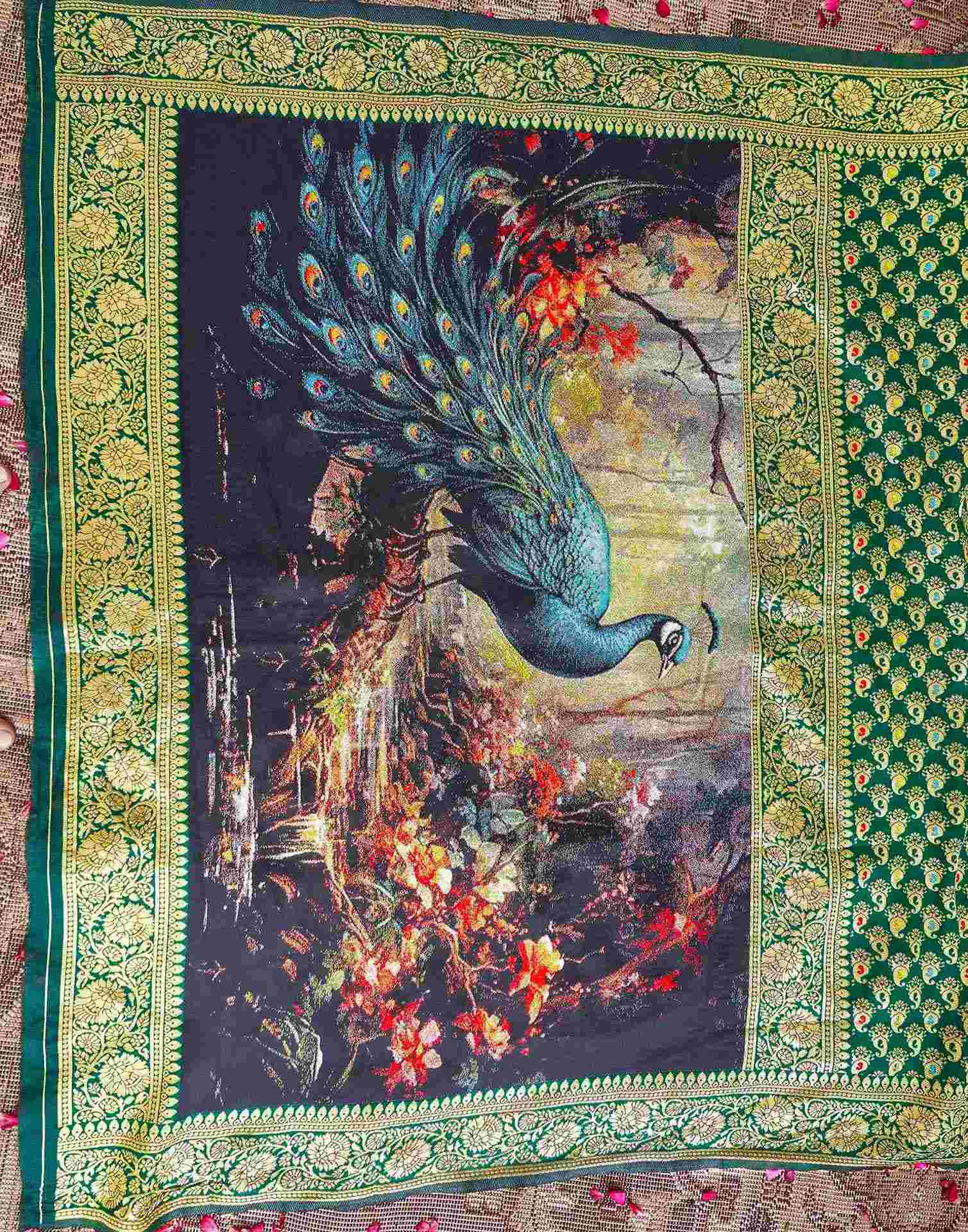 Green Silk Woven Banarasi Saree