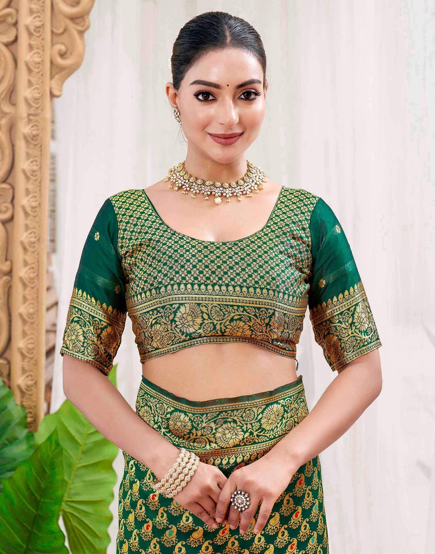 Green Silk Woven Banarasi Saree