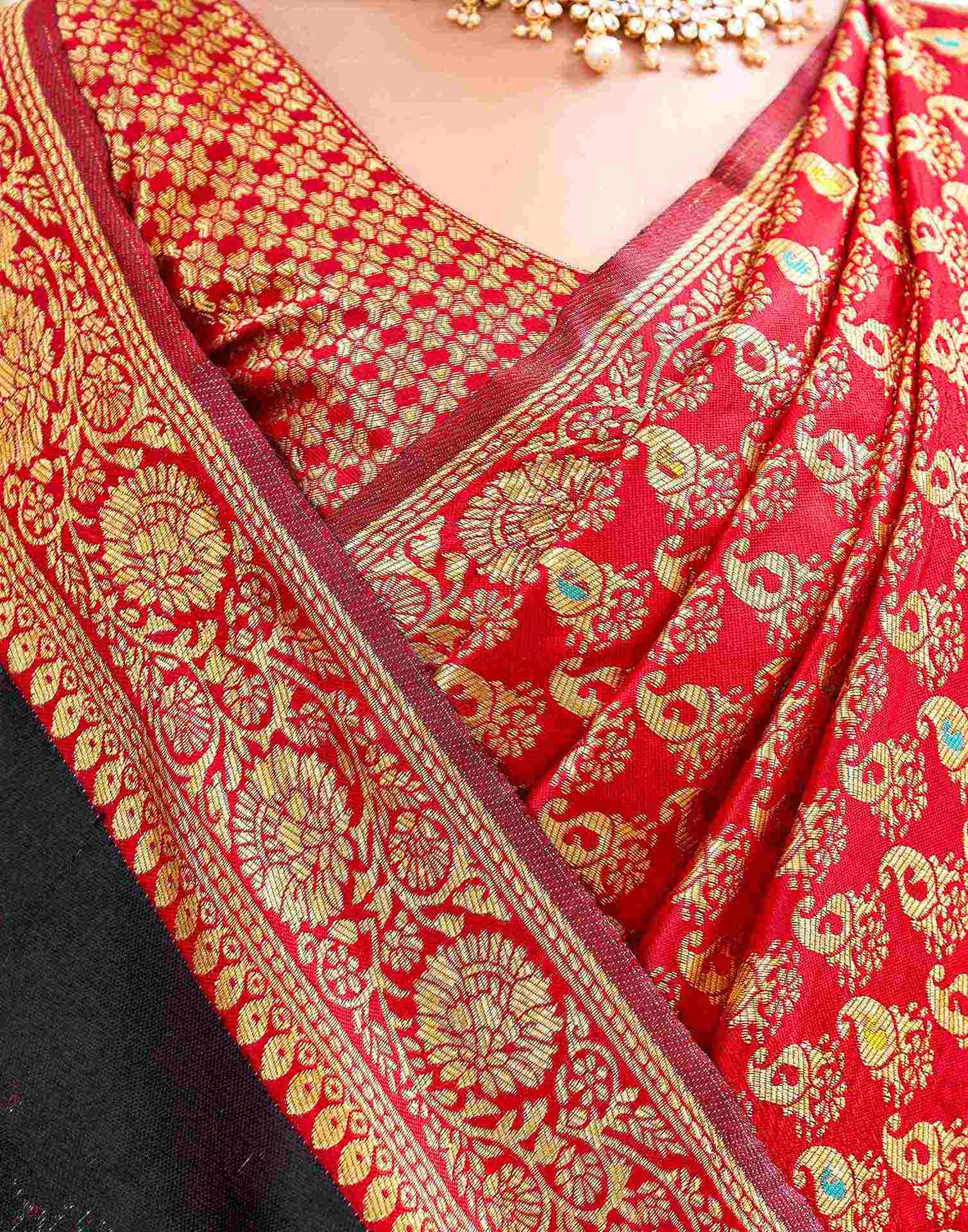 Red Silk Woven Banarasi Saree