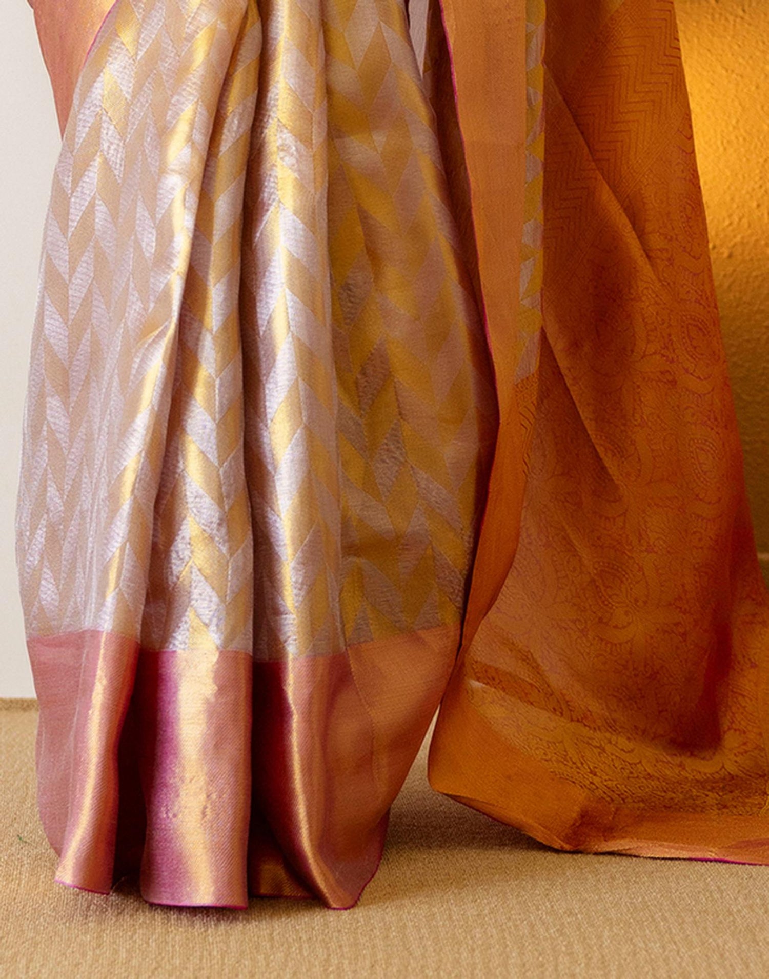 Pink Tissue Silk Woven Kanjivaram Saree