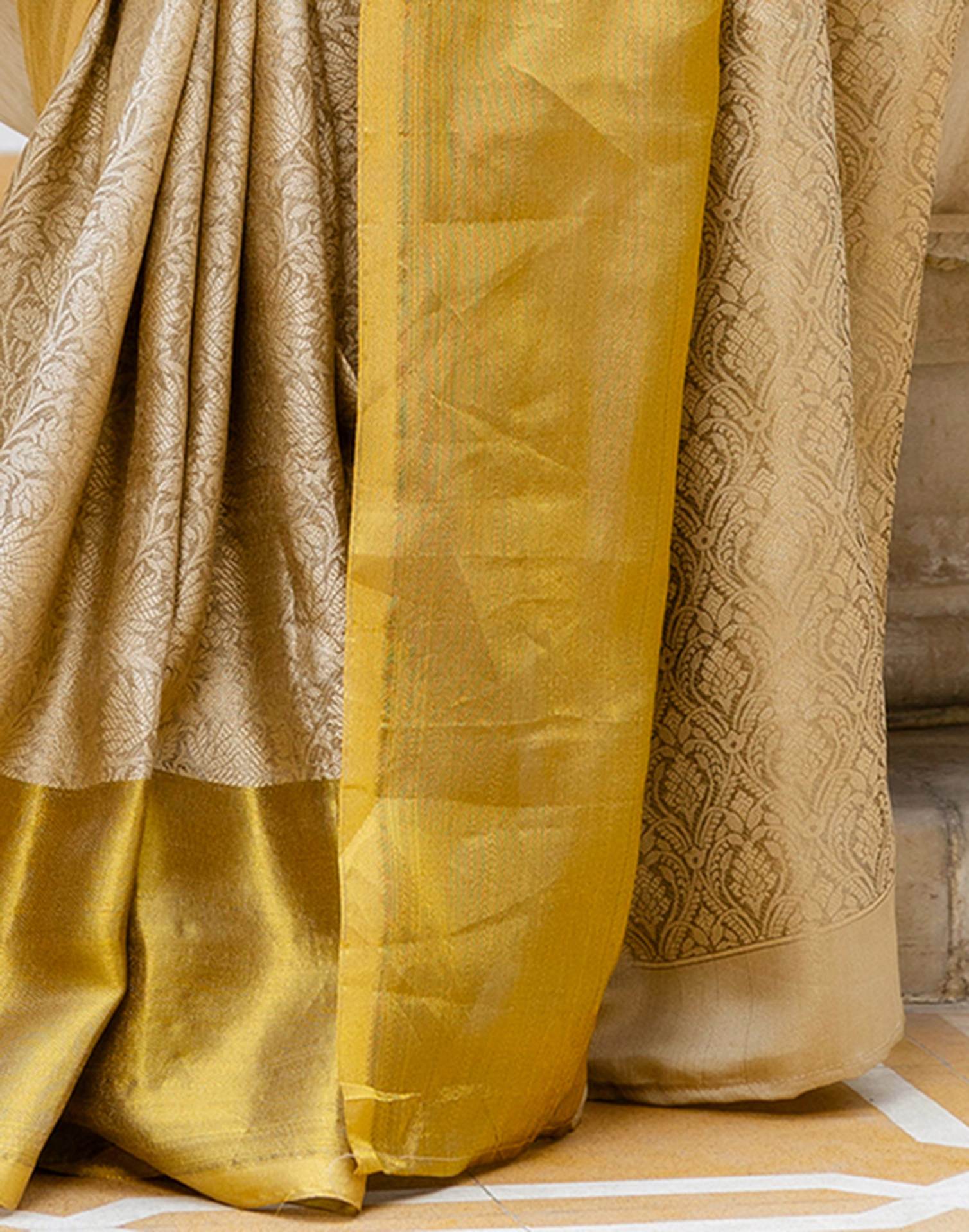 Dark Beige Silk Woven Kanjivaram Saree