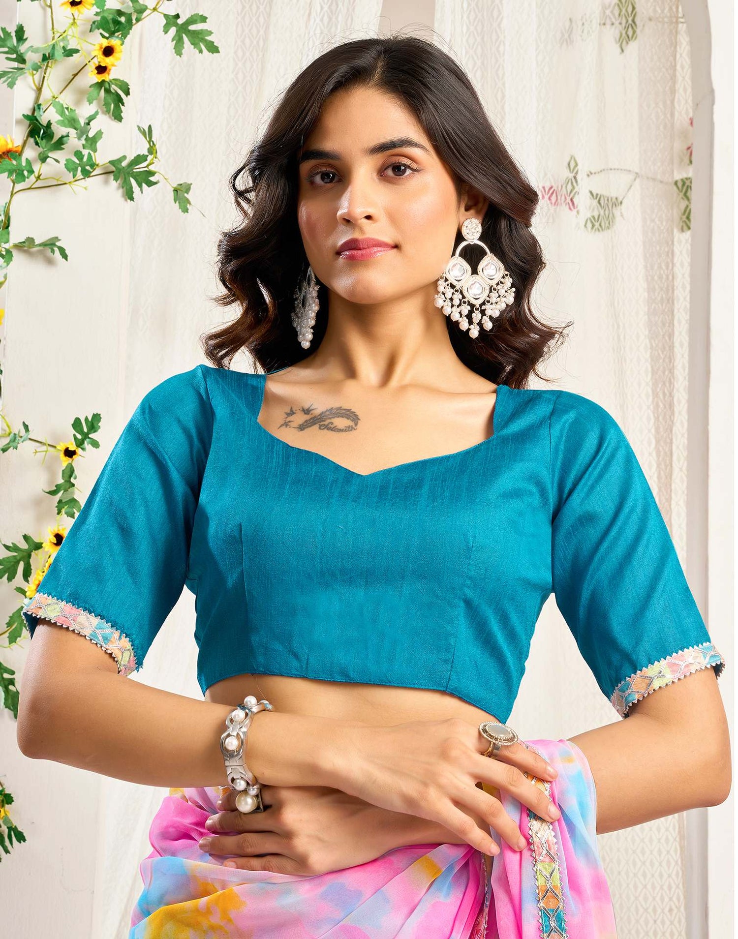 Pink Georgette Printed Saree